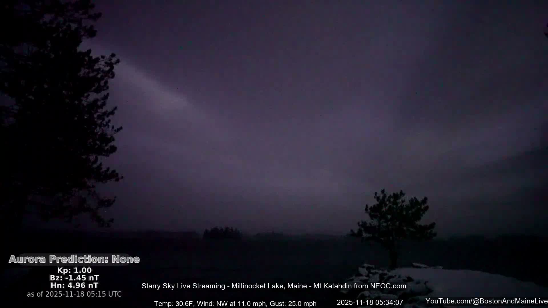 Millinocket Lake, Stars, Aurora, Meteors Live Cam  from Mt Katahdin -  Maine  USA