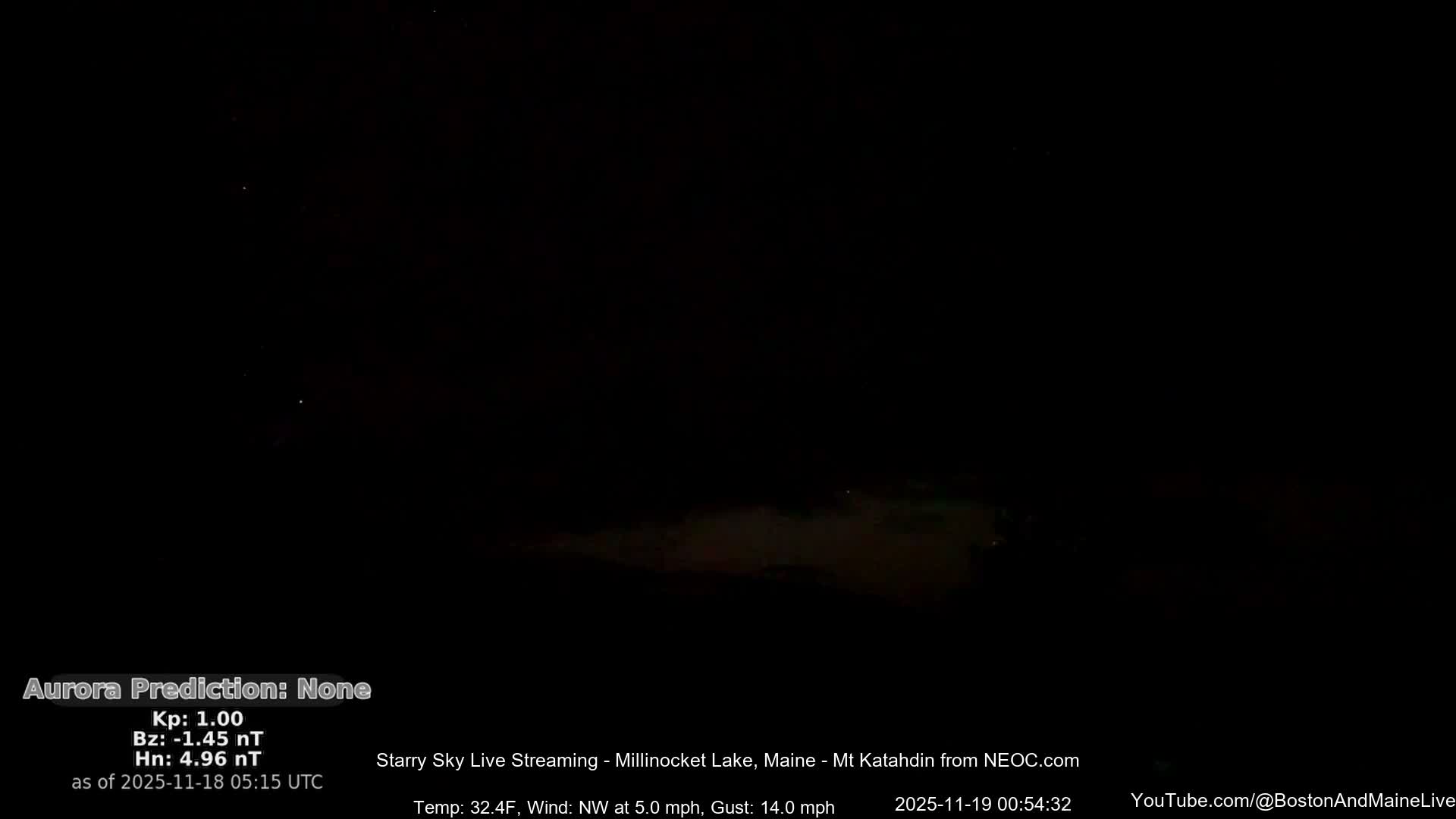 Millinocket Lake, Stars, Aurora, Meteors Live Cam  from Mt Katahdin -  Maine  USA