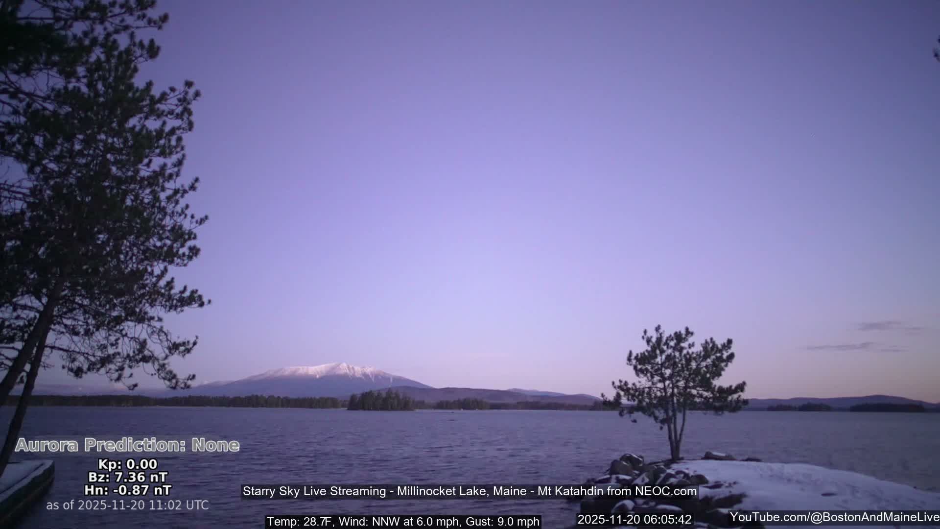 Millinocket Lake, Stars, Aurora, Meteors Live Cam  from Mt Katahdin -  Maine  USA