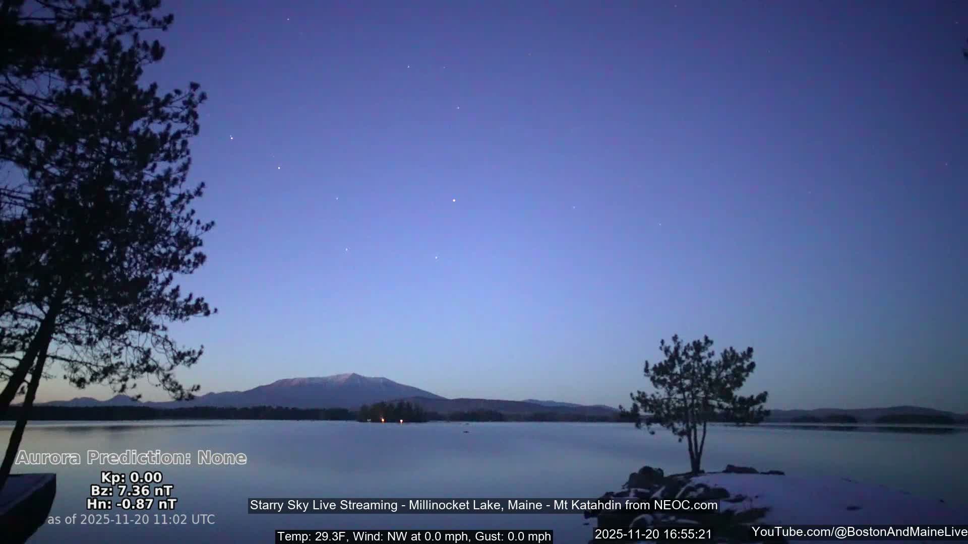Millinocket Lake, Stars, Aurora, Meteors Live Cam  from Mt Katahdin -  Maine  USA