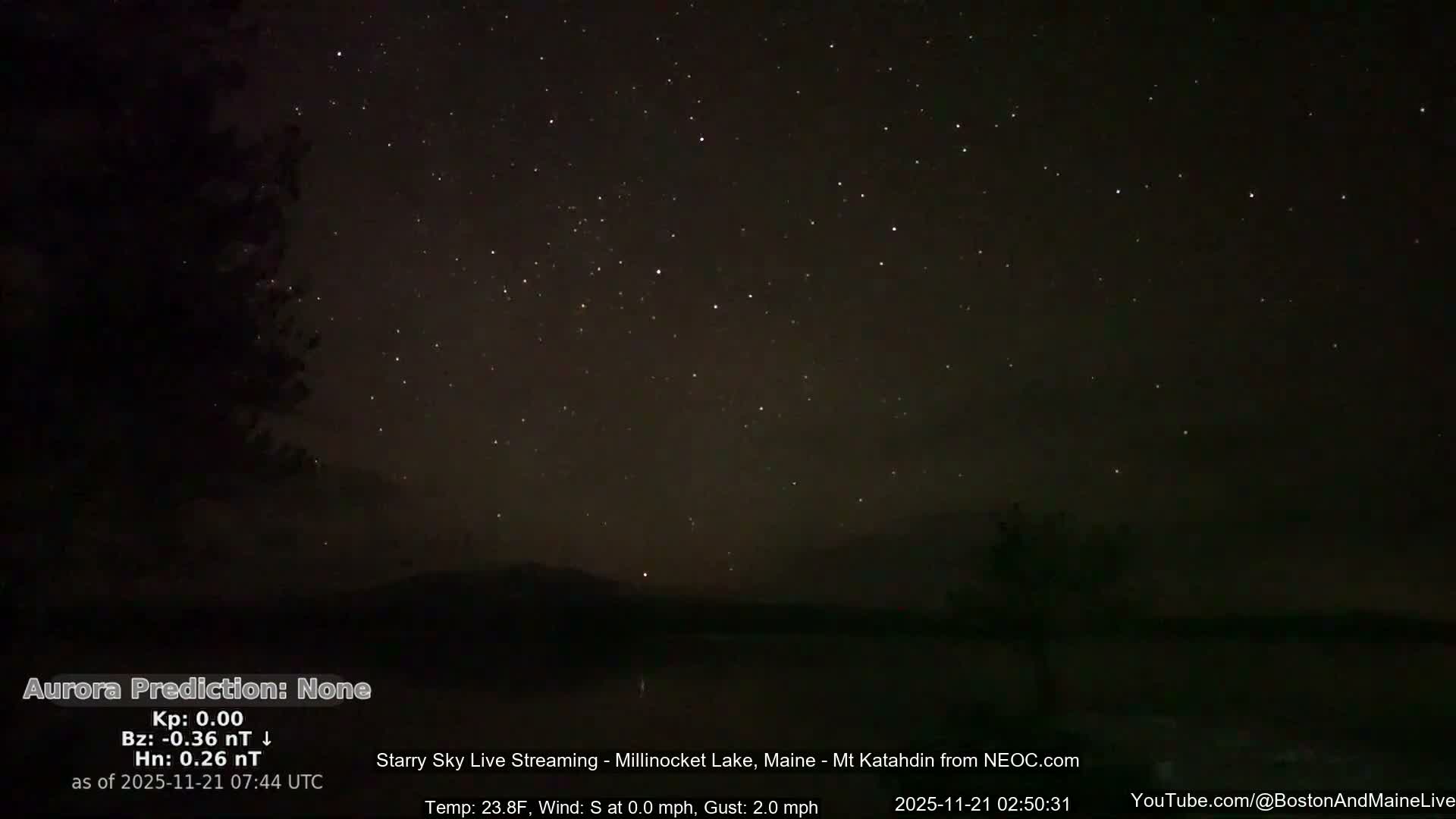 Millinocket Lake, Stars, Aurora, Meteors Live Cam  from Mt Katahdin -  Maine  USA