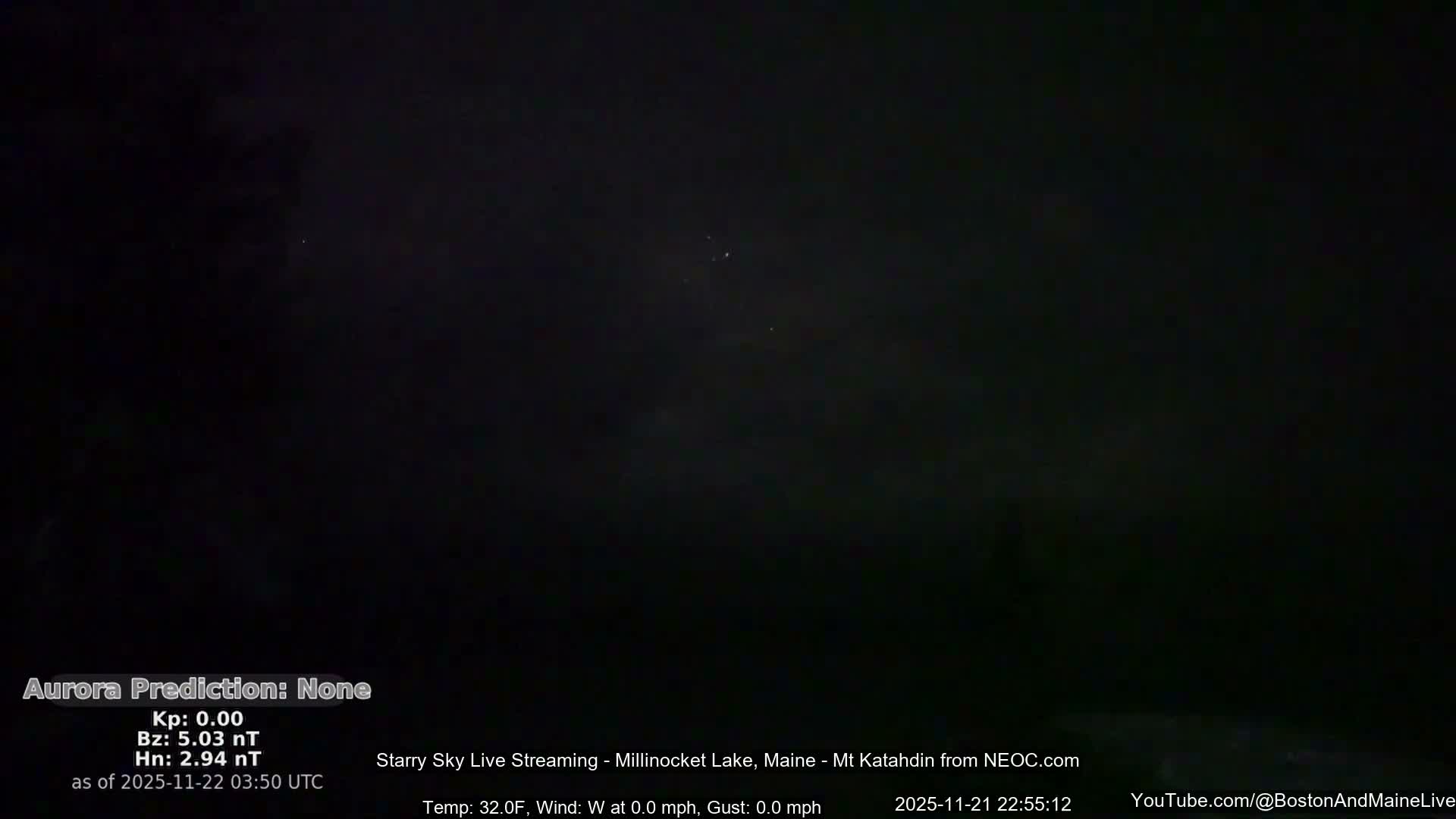 Millinocket Lake, Stars, Aurora, Meteors Live Cam  from Mt Katahdin -  Maine  USA