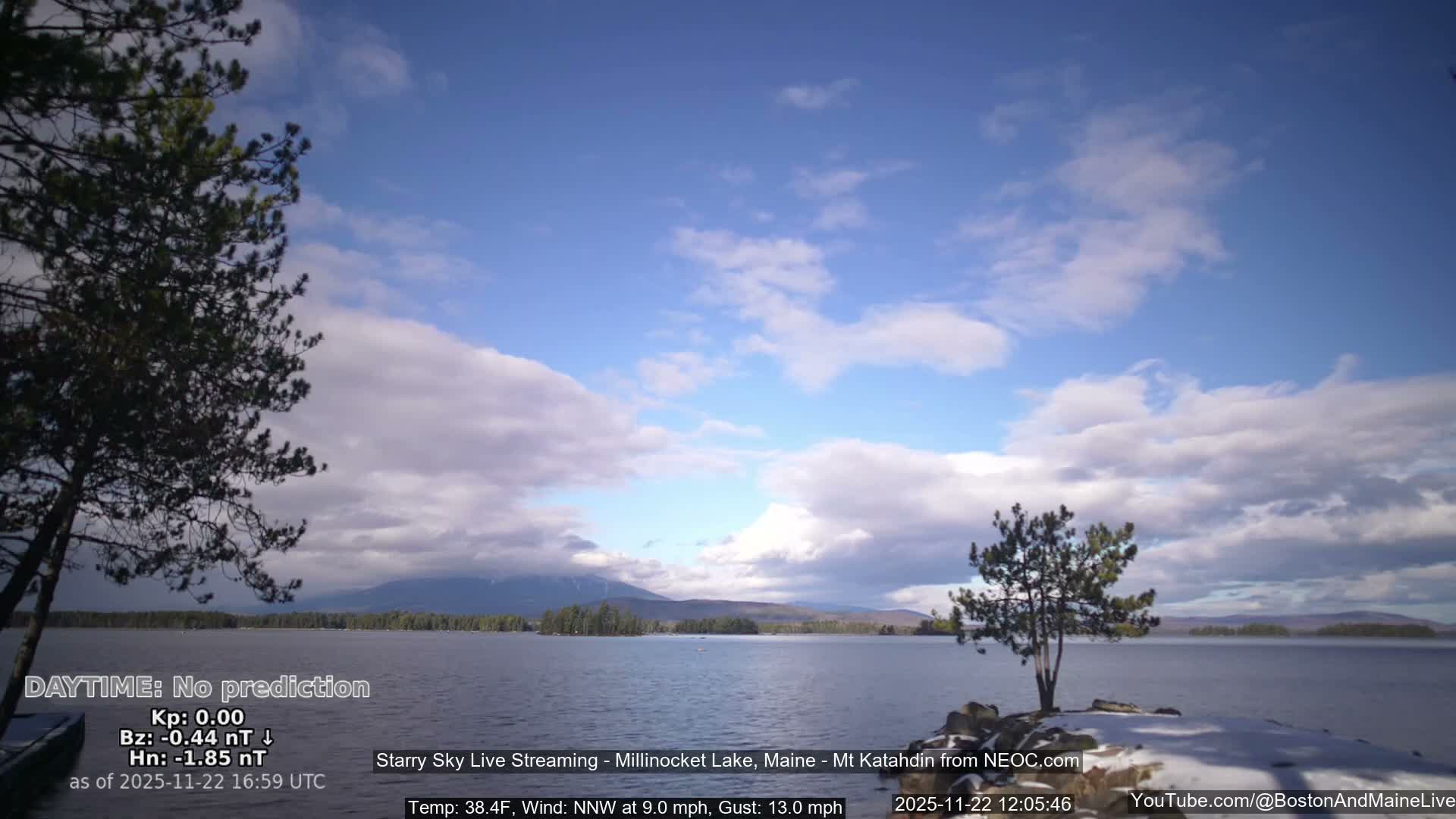 Millinocket Lake, Stars, Aurora, Meteors Live Cam  from Mt Katahdin -  Maine  USA