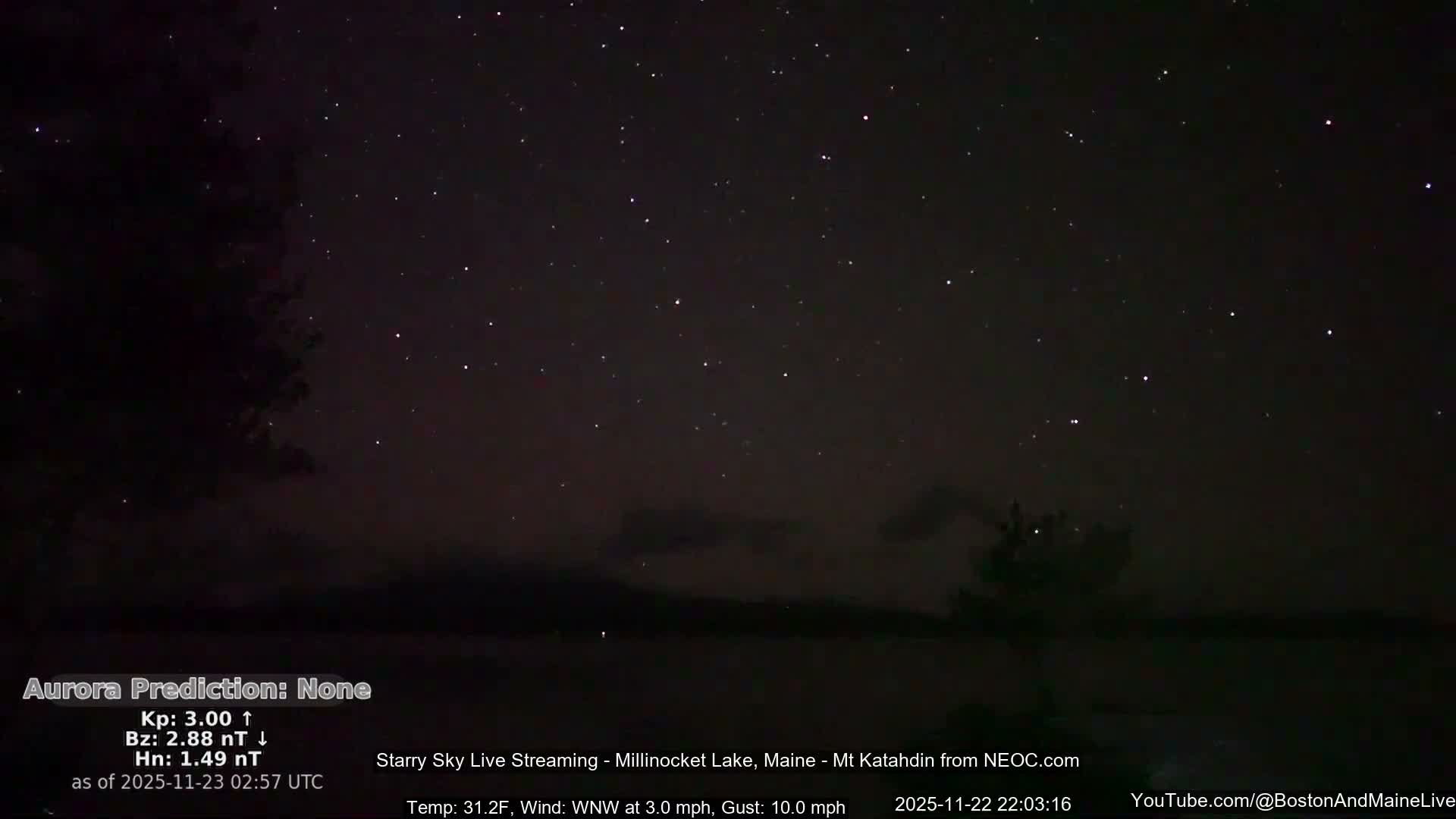 Millinocket Lake, Stars, Aurora, Meteors Live Cam  from Mt Katahdin -  Maine  USA