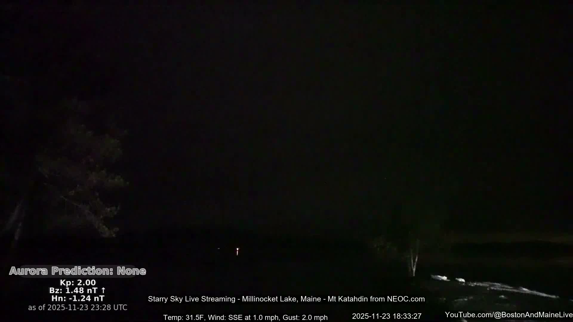 Millinocket Lake, Stars, Aurora, Meteors Live Cam  from Mt Katahdin -  Maine  USA