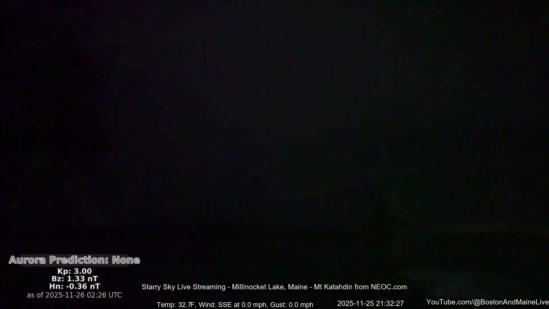 Millinocket Lake, Stars, Aurora, Meteors Live Cam  from Mt Katahdin -  Maine  USA