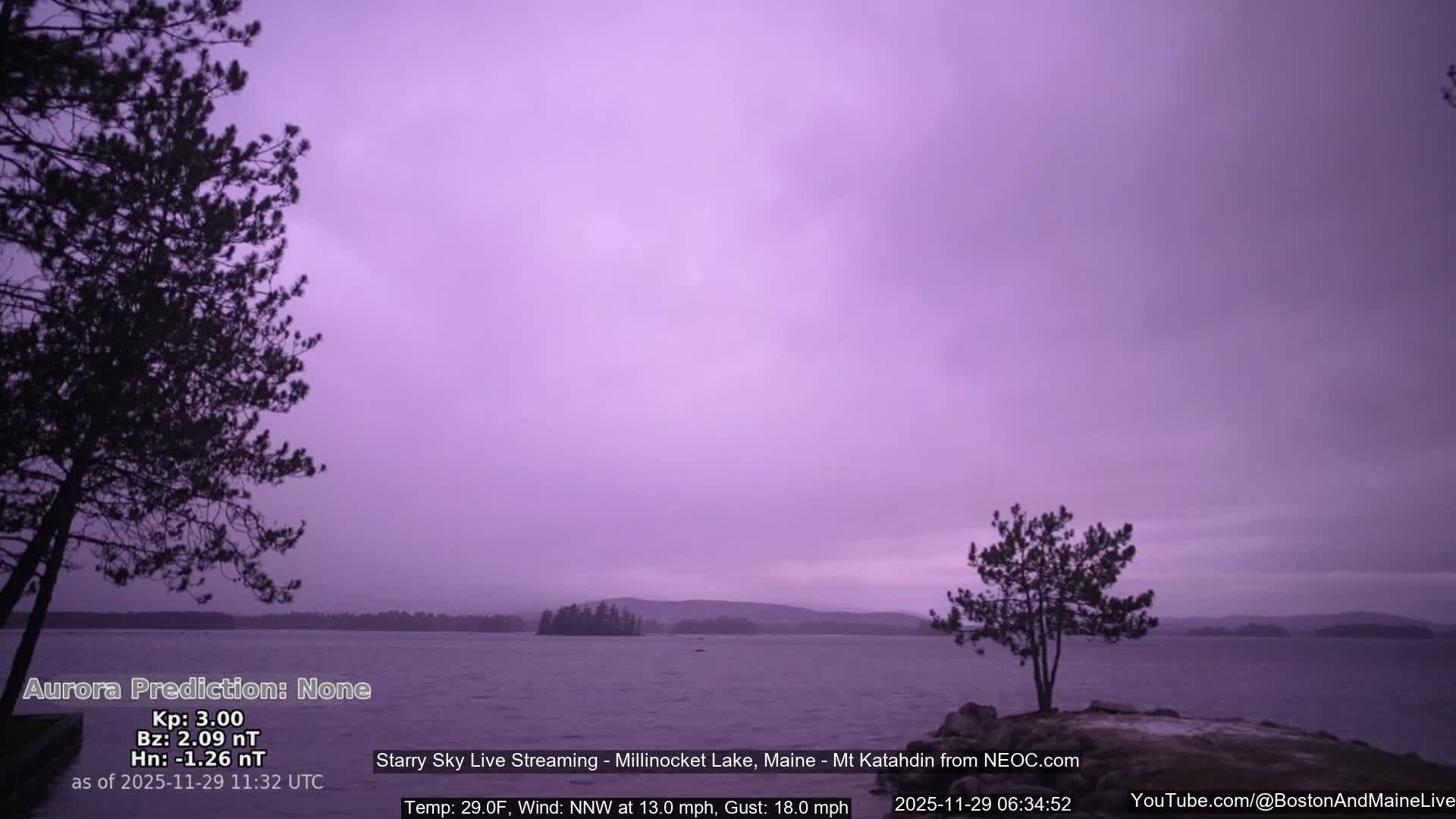 Millinocket Lake, Stars, Aurora, Meteors Live Cam  from Mt Katahdin -  Maine  USA