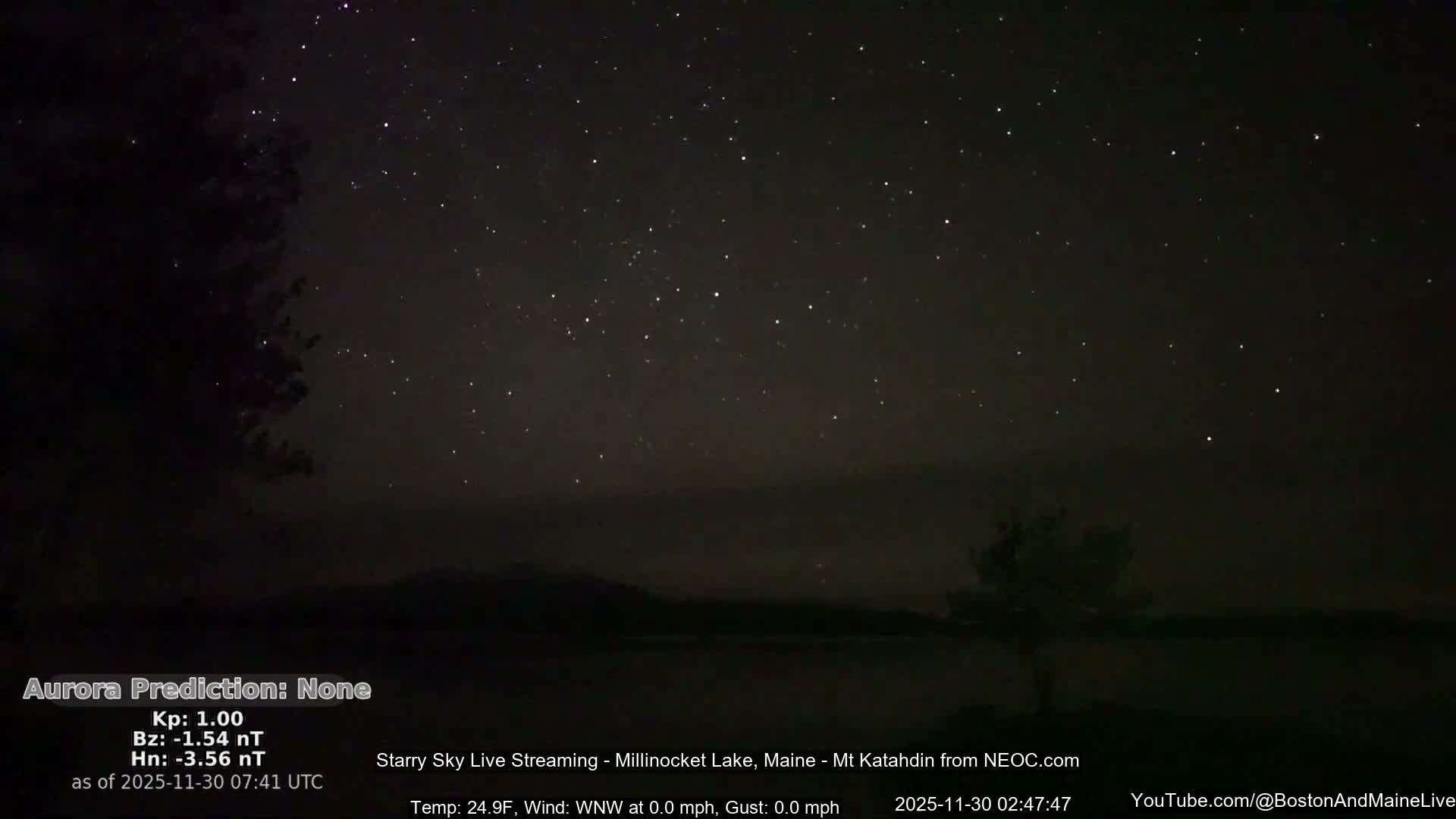 Millinocket Lake, Stars, Aurora, Meteors Live Cam  from Mt Katahdin -  Maine  USA