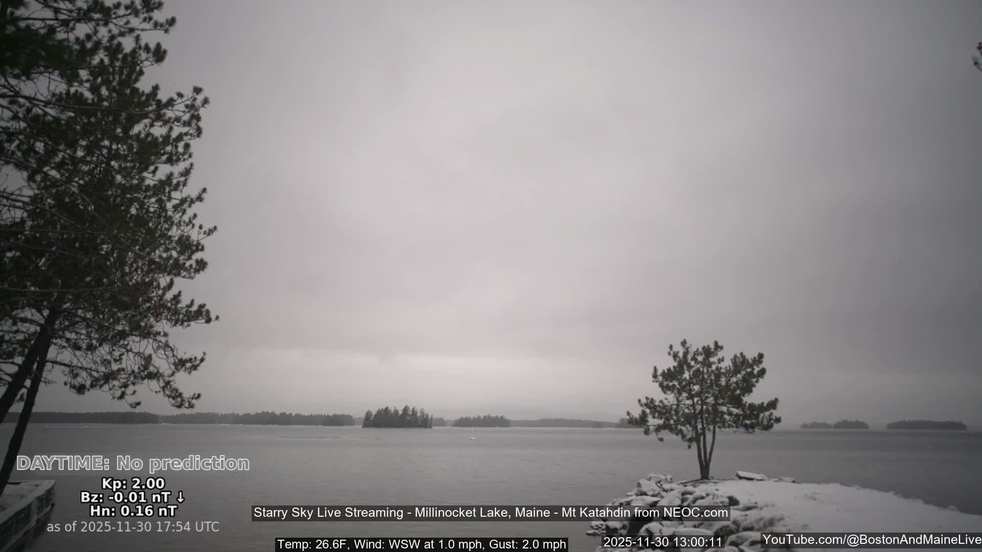 Millinocket Lake, Stars, Aurora, Meteors Live Cam  from Mt Katahdin -  Maine  USA
