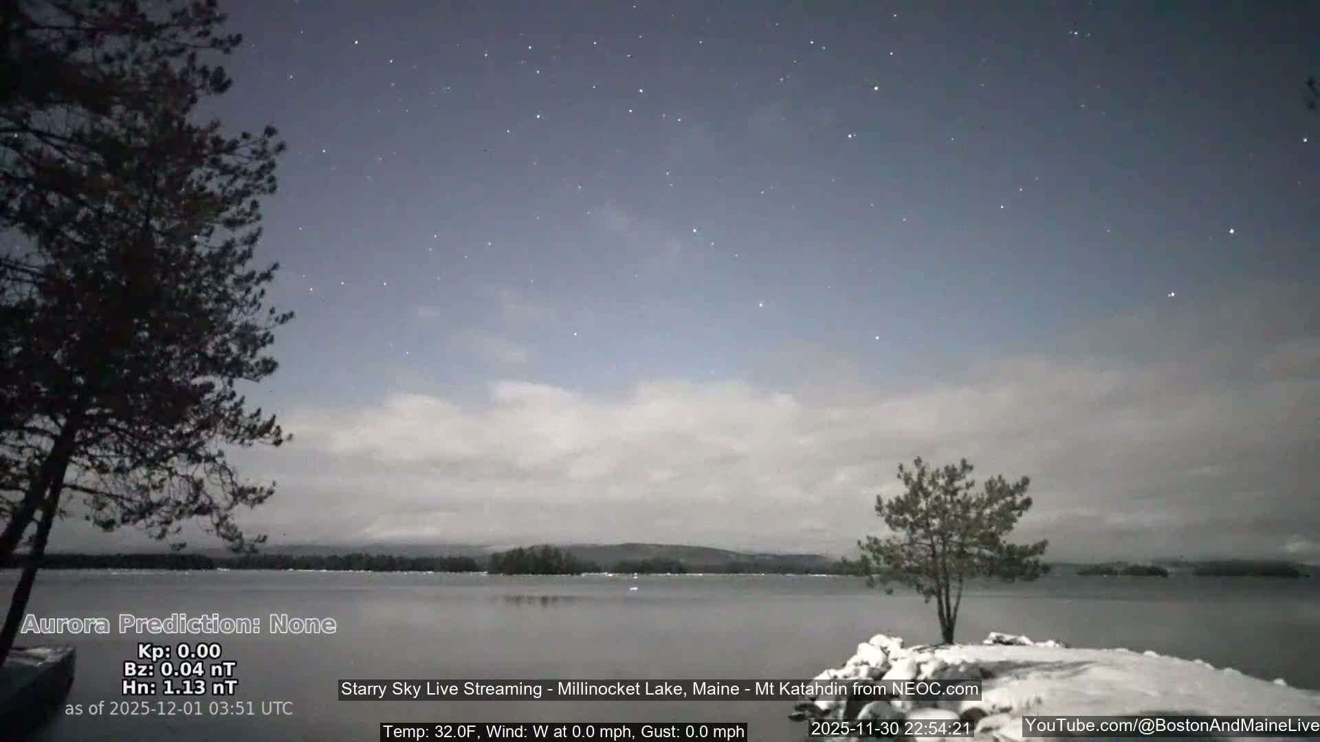Millinocket Lake, Stars, Aurora, Meteors Live Cam  from Mt Katahdin -  Maine  USA