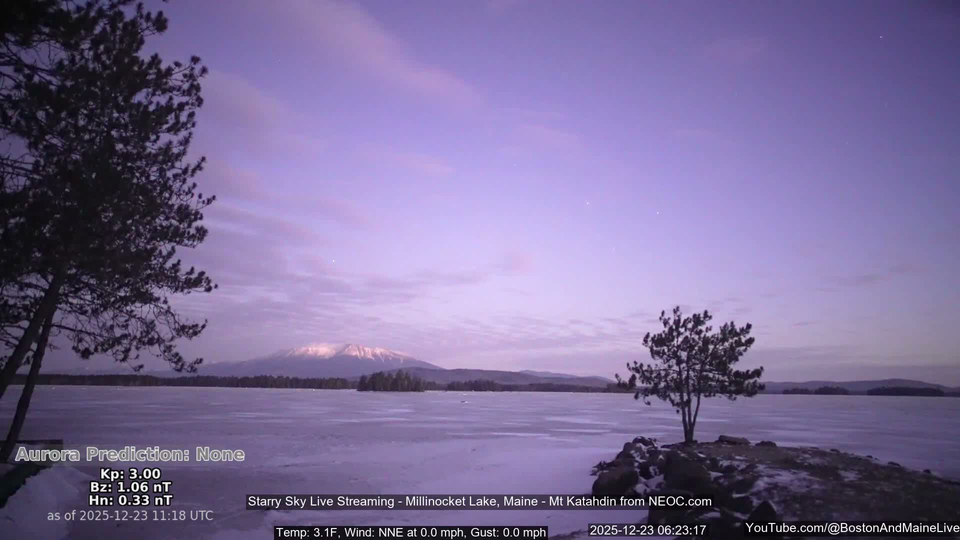 Millinocket Lake, Stars, Aurora, Meteors Live Cam  from Mt Katahdin -  Maine  USA