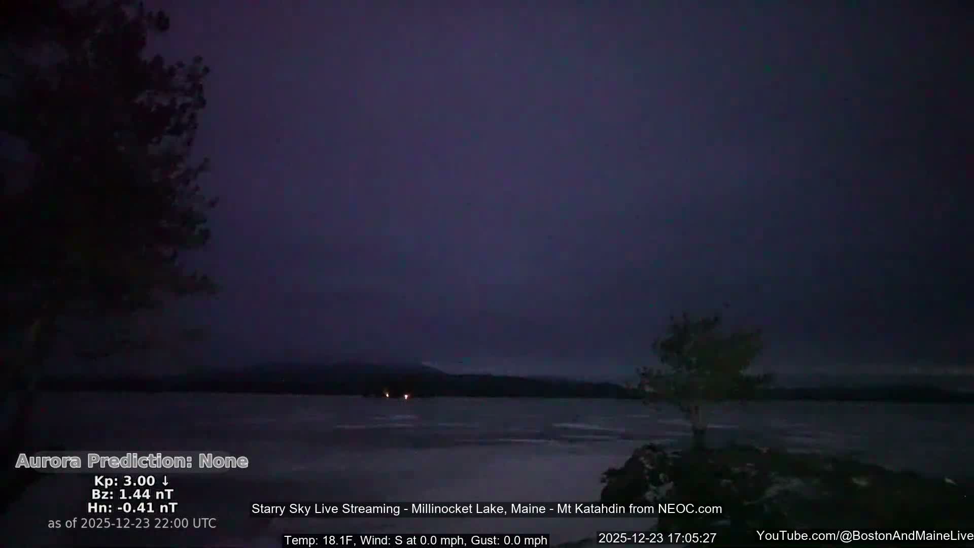 Millinocket Lake, Stars, Aurora, Meteors Live Cam  from Mt Katahdin -  Maine  USA