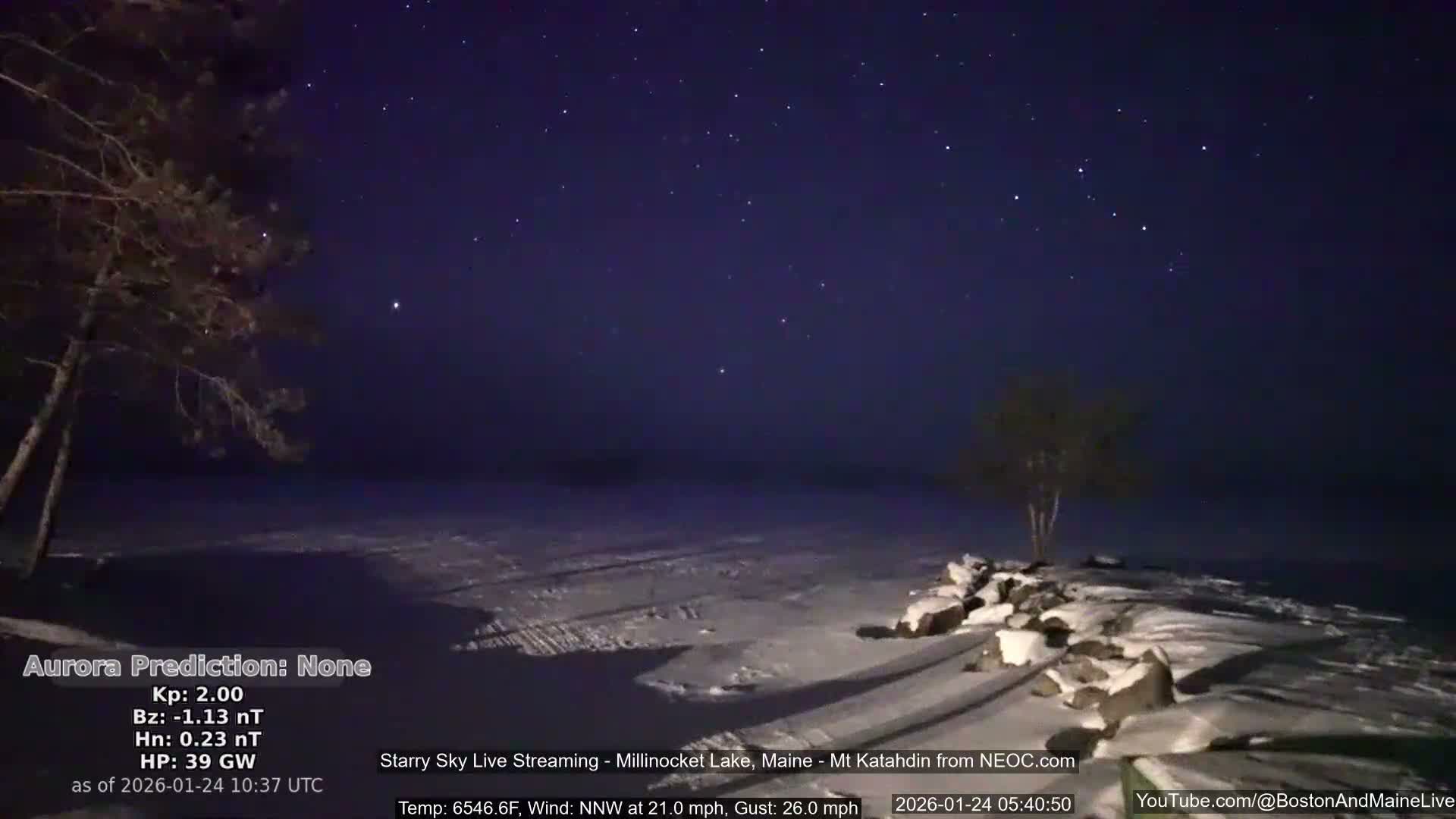 Millinocket Lake, Stars, Aurora, Meteors Live Cam  from Mt Katahdin -  Maine  USA