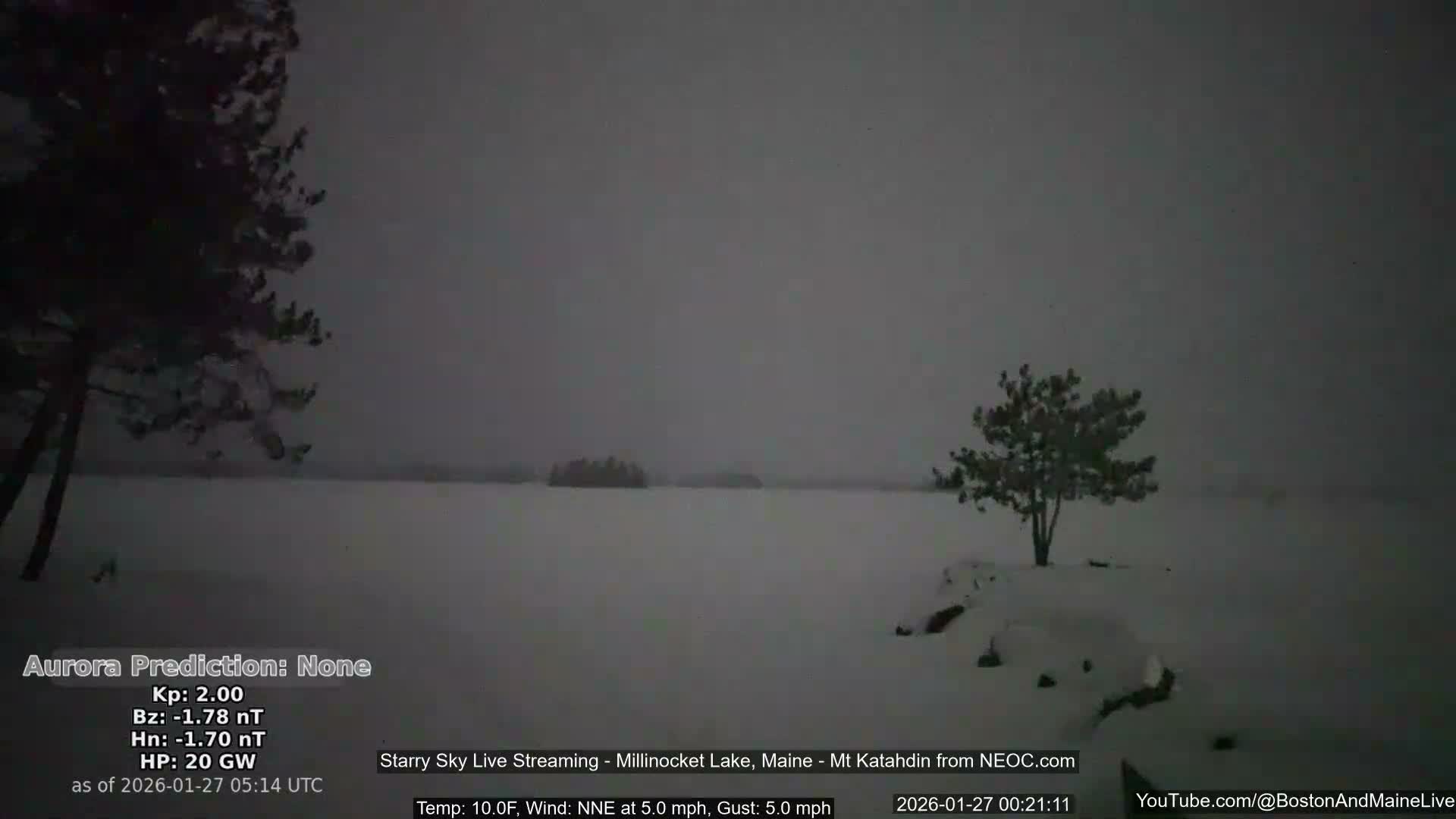 Millinocket Lake, Stars, Aurora, Meteors Live Cam  from Mt Katahdin -  Maine  USA