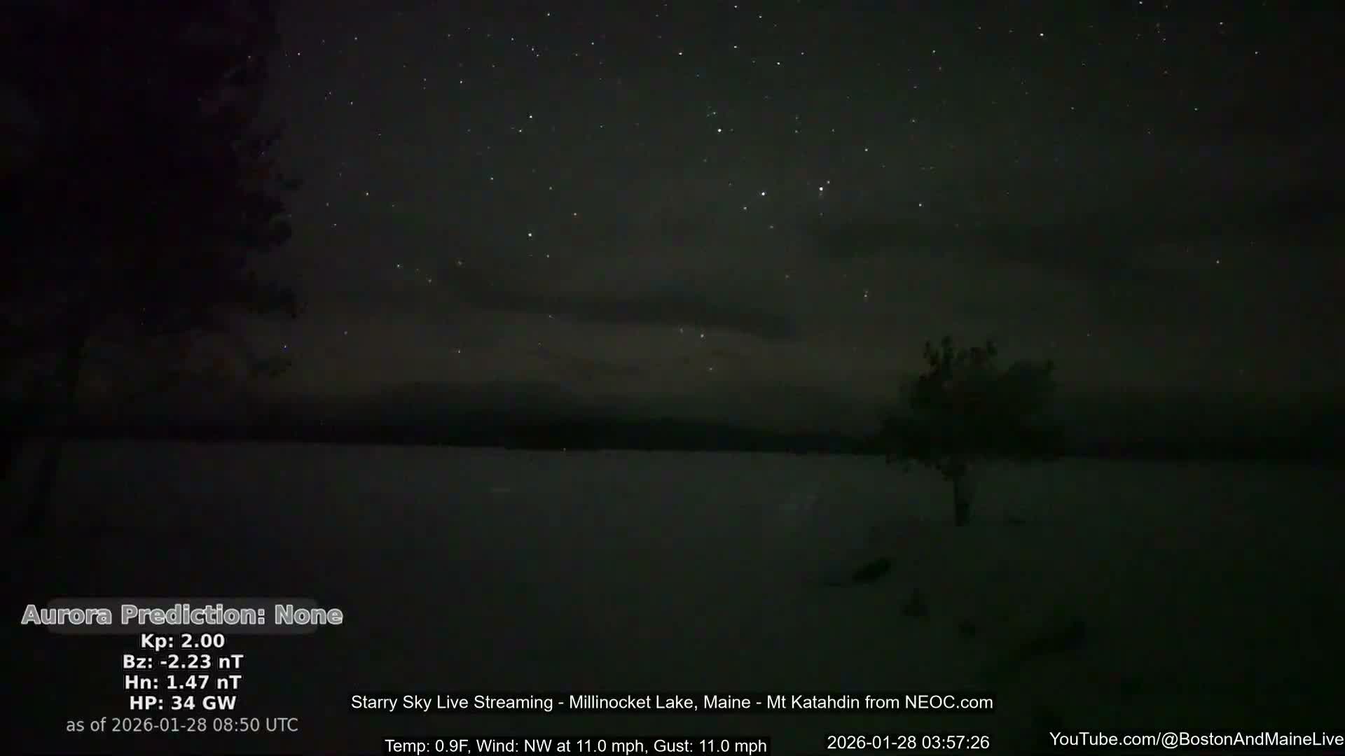 Millinocket Lake, Stars, Aurora, Meteors Live Cam  from Mt Katahdin -  Maine  USA