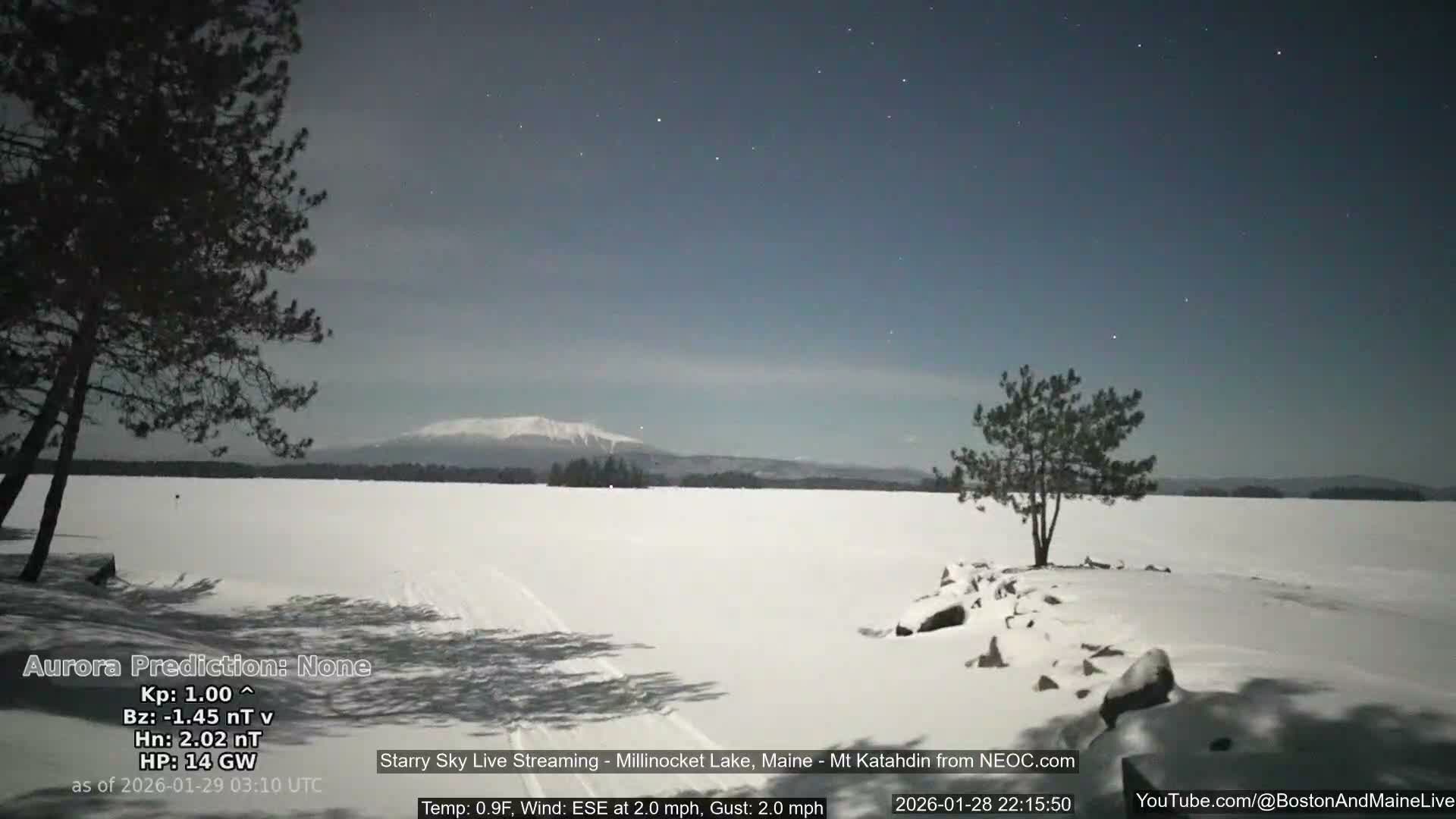 Millinocket Lake, Stars, Aurora, Meteors Live Cam  from Mt Katahdin -  Maine  USA