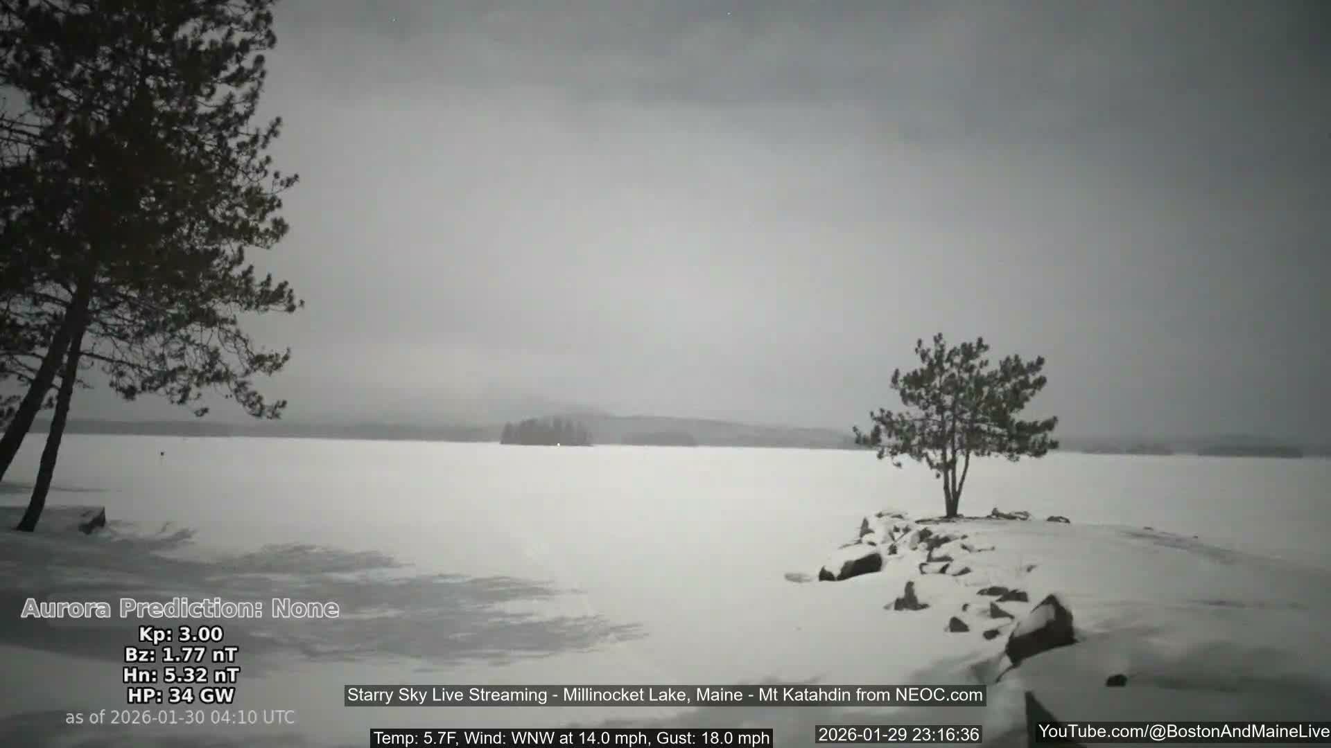Millinocket Lake, Stars, Aurora, Meteors Live Cam  from Mt Katahdin -  Maine  USA