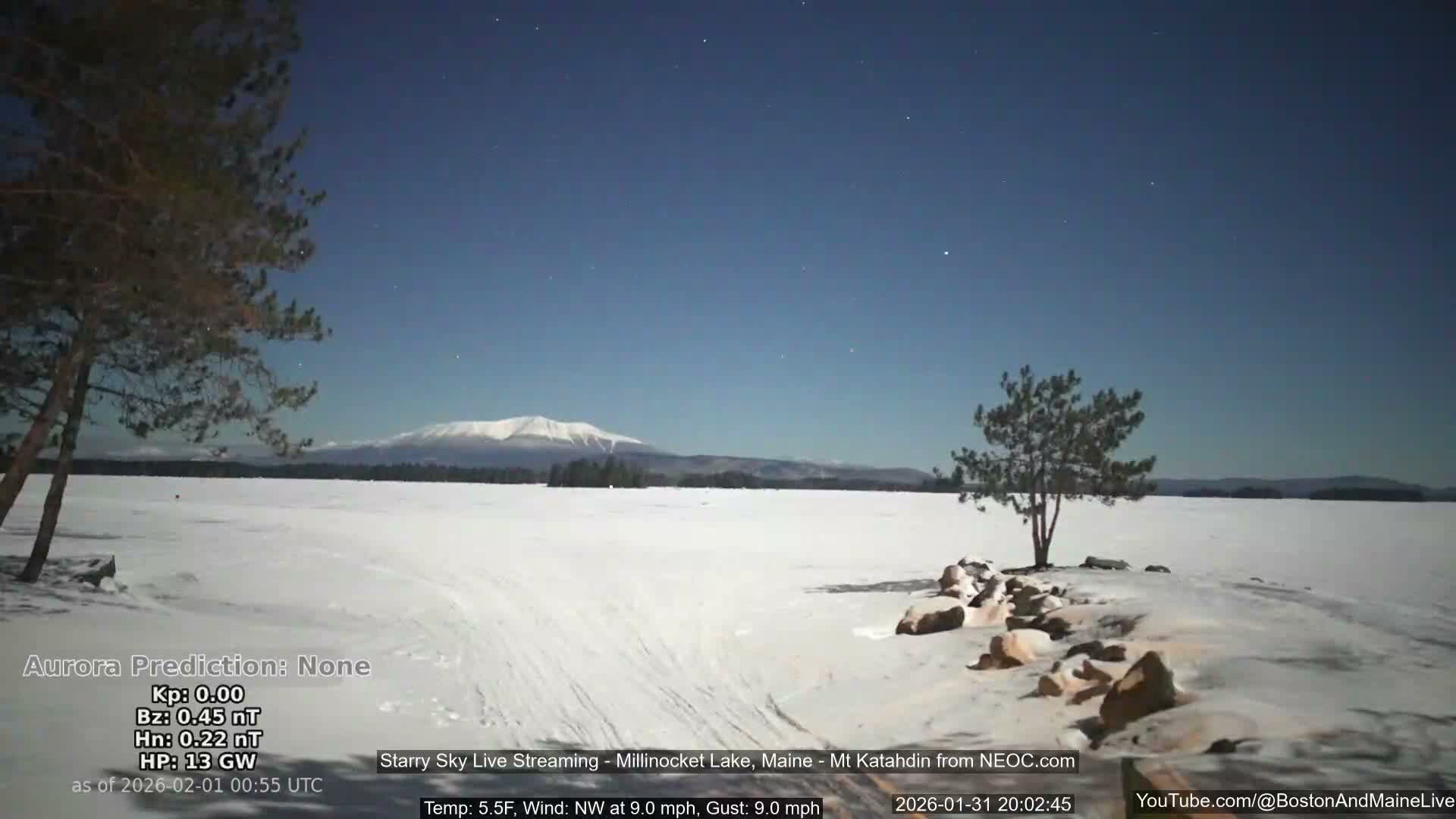 Millinocket Lake, Stars, Aurora, Meteors Live Cam  from Mt Katahdin -  Maine  USA