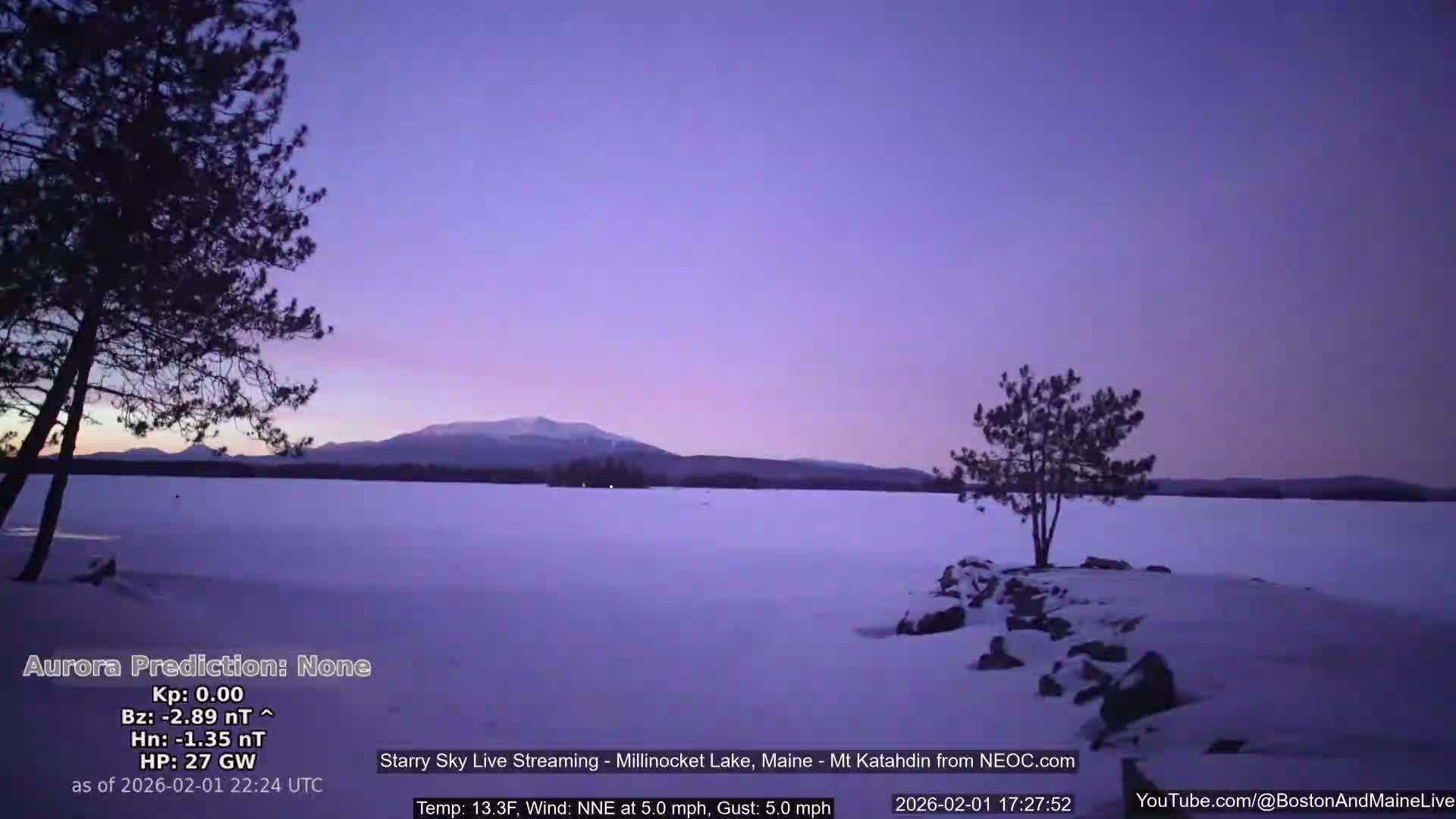Millinocket Lake, Stars, Aurora, Meteors Live Cam  from Mt Katahdin -  Maine  USA