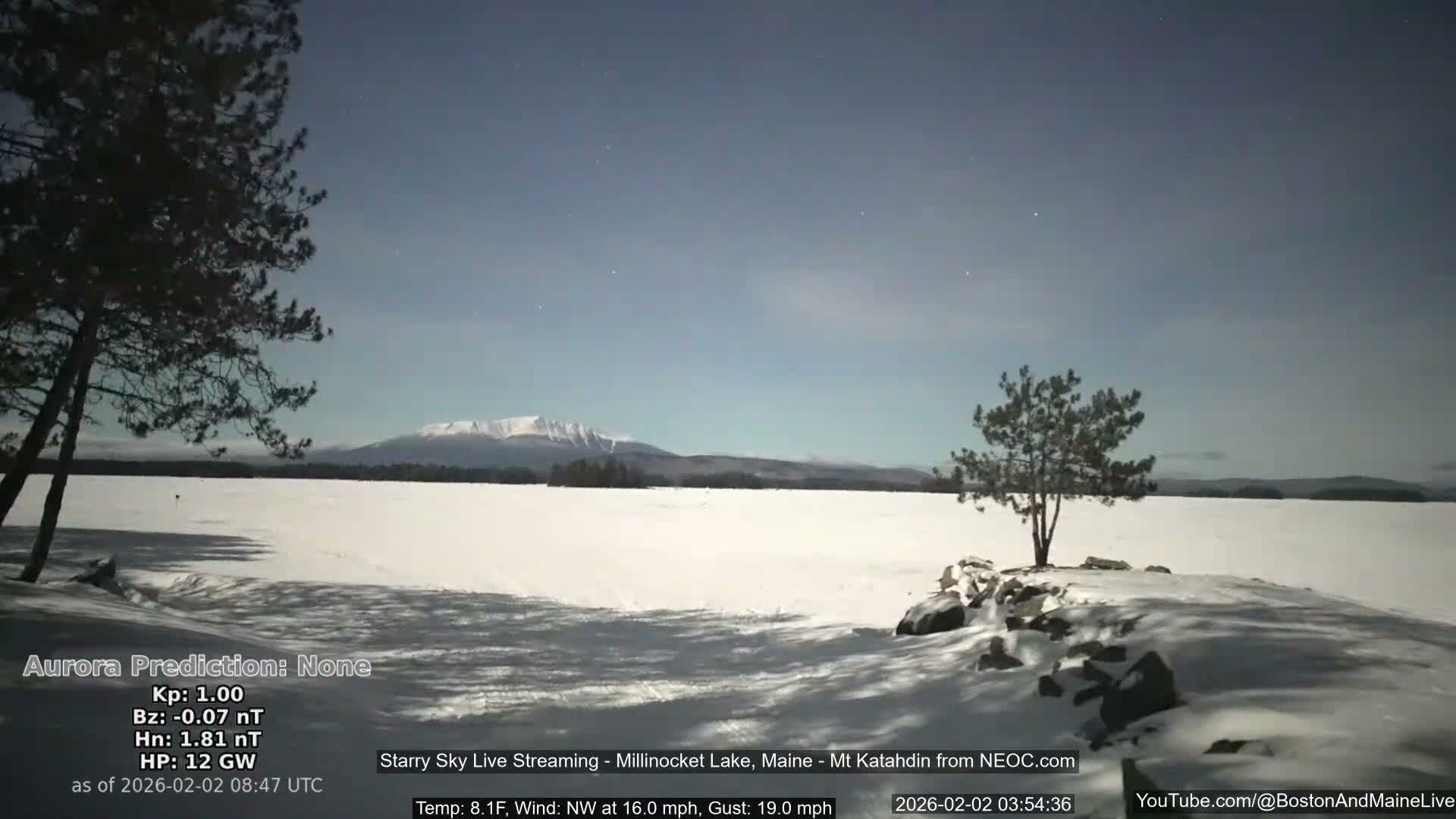 Millinocket Lake, Stars, Aurora, Meteors Live Cam  from Mt Katahdin -  Maine  USA