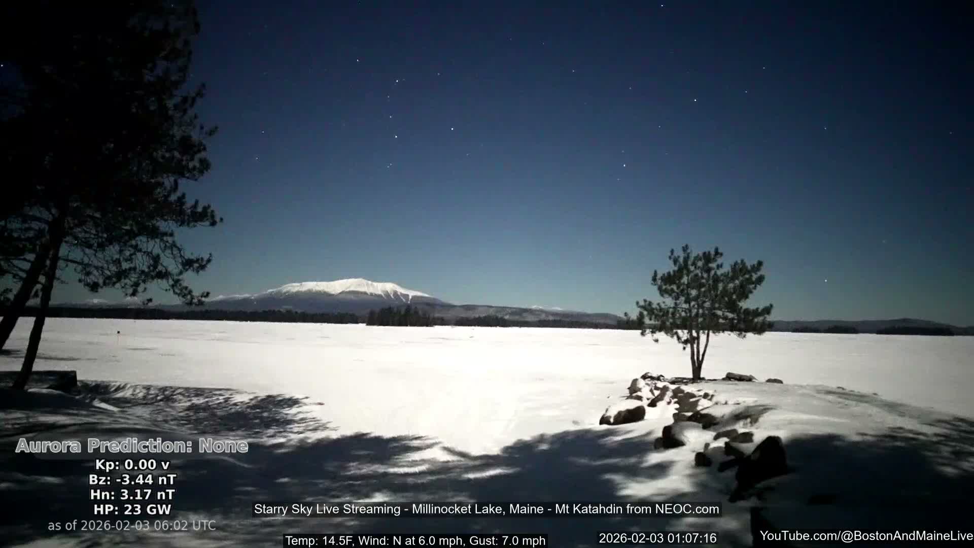 Millinocket Lake, Stars, Aurora, Meteors Live Cam  from Mt Katahdin -  Maine  USA