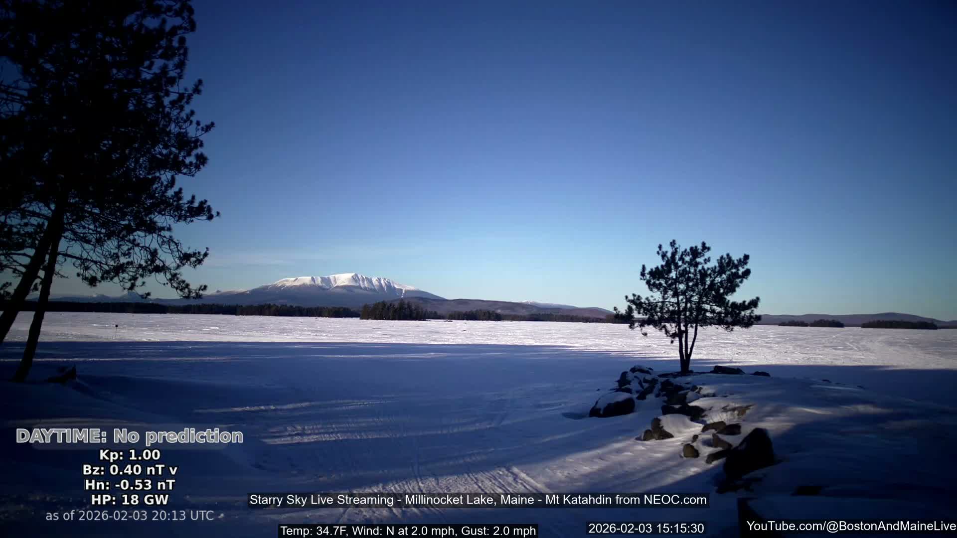 Millinocket Lake, Stars, Aurora, Meteors Live Cam  from Mt Katahdin -  Maine  USA