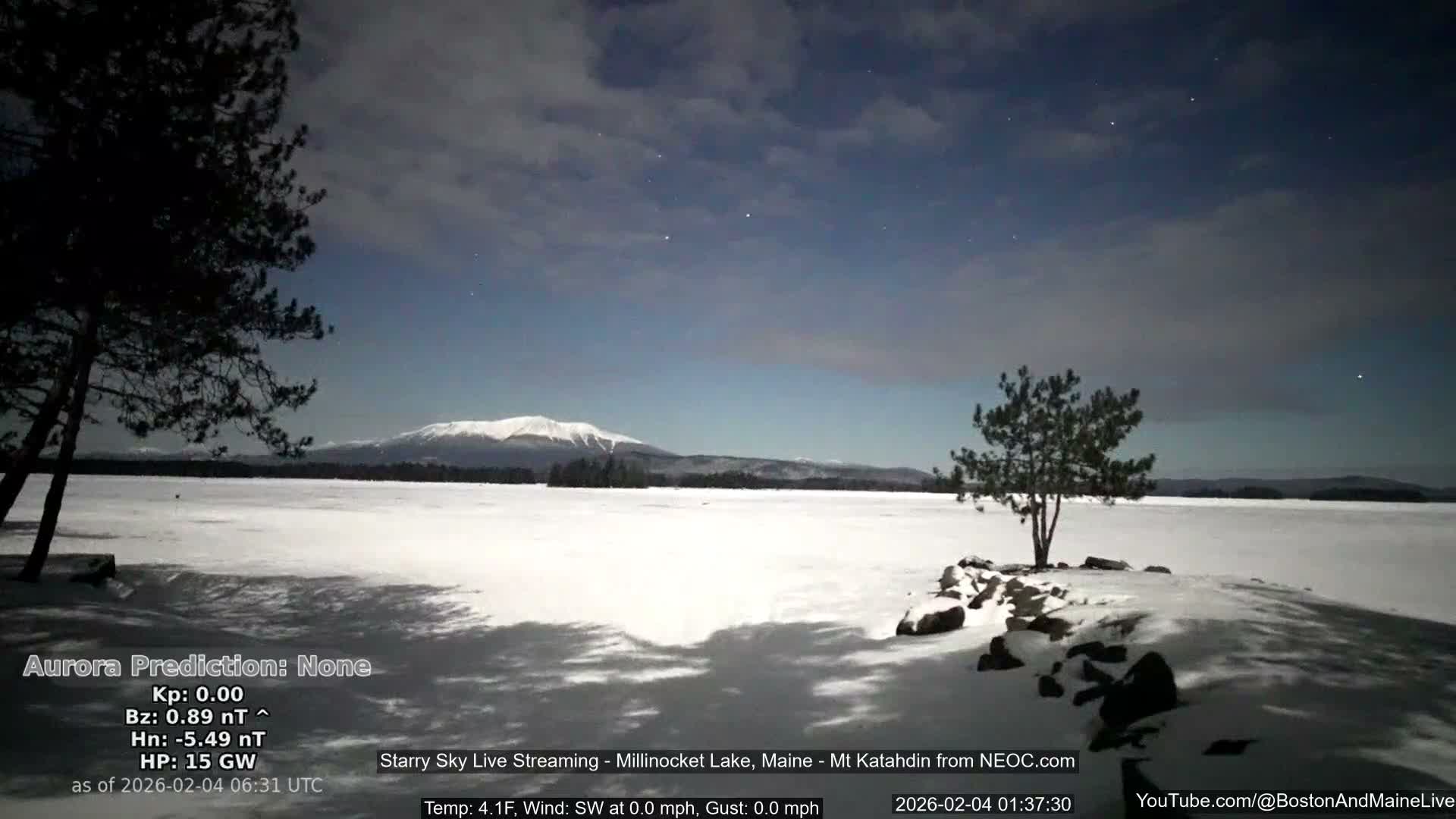 Millinocket Lake, Stars, Aurora, Meteors Live Cam  from Mt Katahdin -  Maine  USA