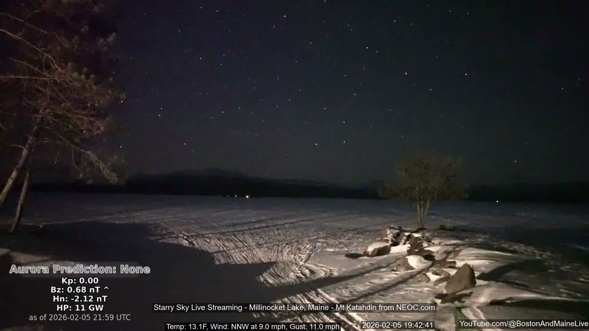 Millinocket Lake, Stars, Aurora, Meteors Live Cam  from Mt Katahdin -  Maine  USA