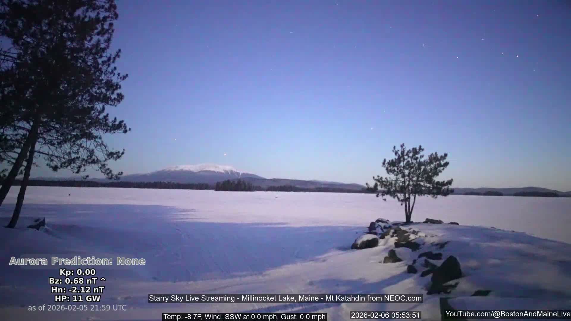Millinocket Lake, Stars, Aurora, Meteors Live Cam  from Mt Katahdin -  Maine  USA
