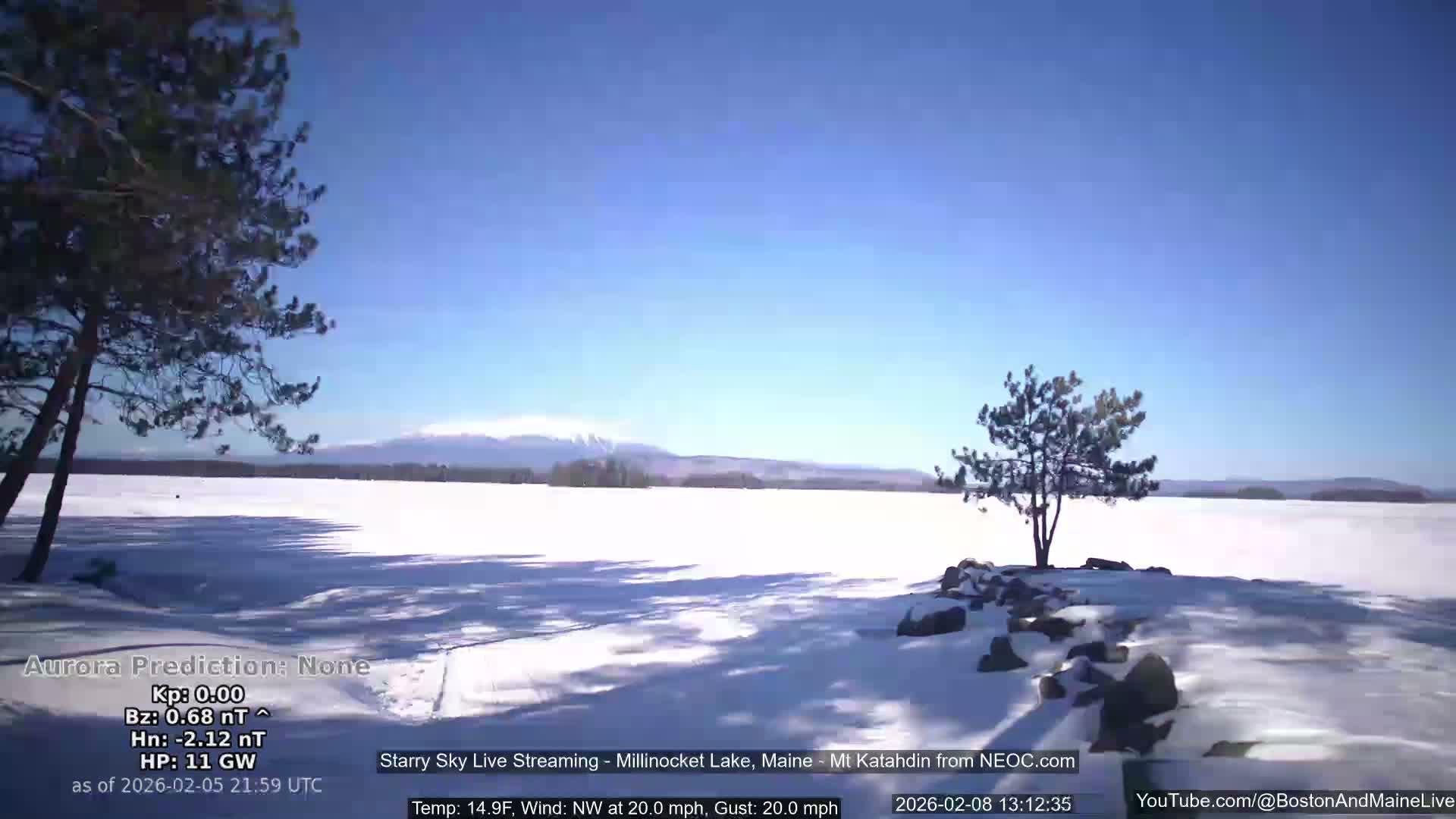 Millinocket Lake, Stars, Aurora, Meteors Live Cam  from Mt Katahdin -  Maine  USA