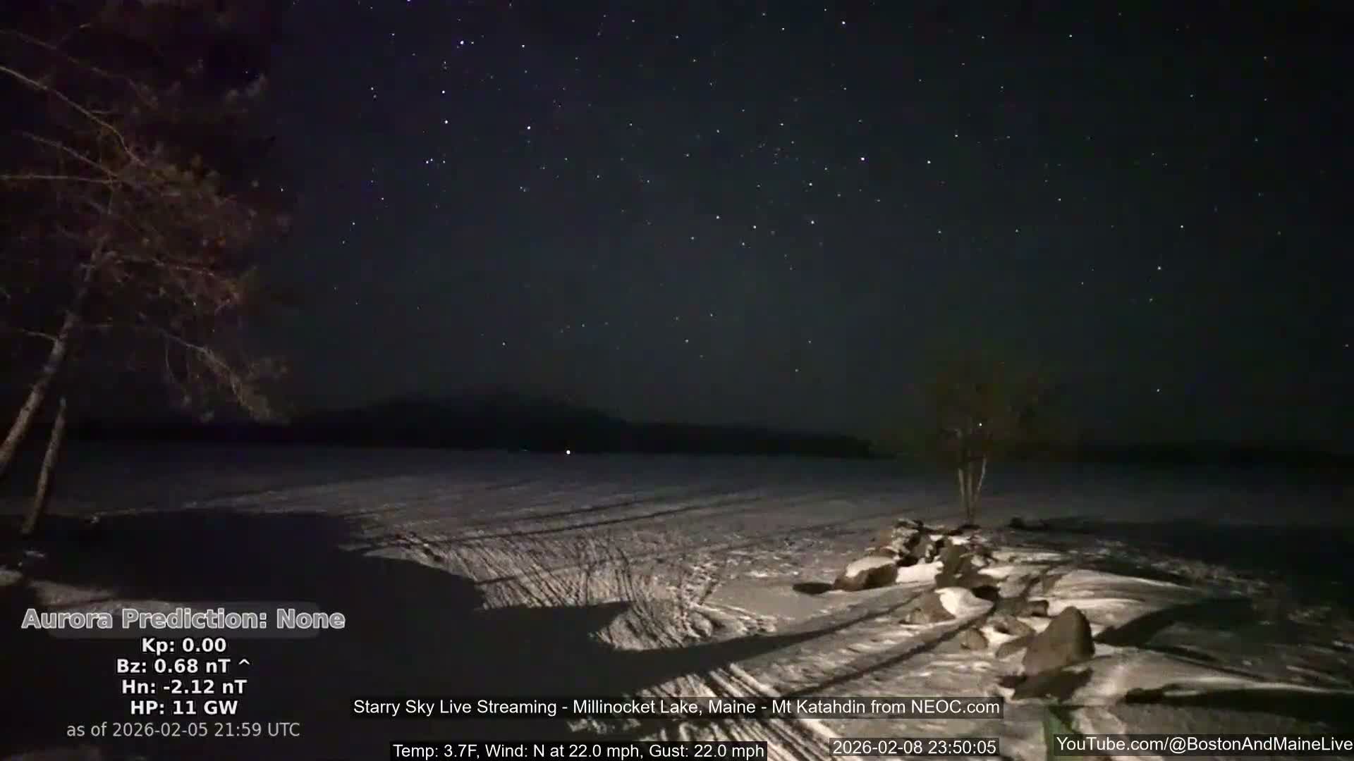 Millinocket Lake, Stars, Aurora, Meteors Live Cam  from Mt Katahdin -  Maine  USA