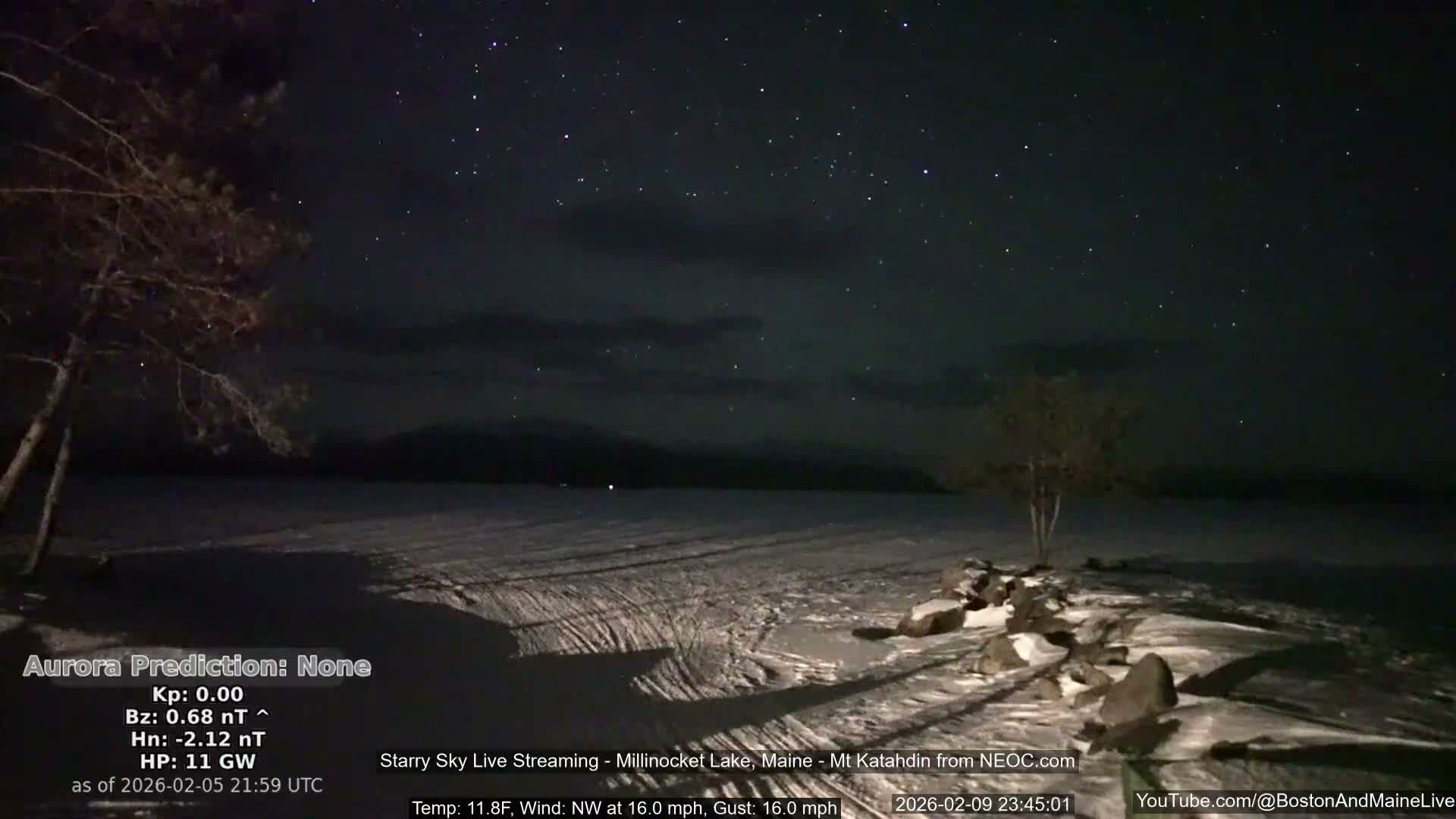 Millinocket Lake, Stars, Aurora, Meteors Live Cam  from Mt Katahdin -  Maine  USA