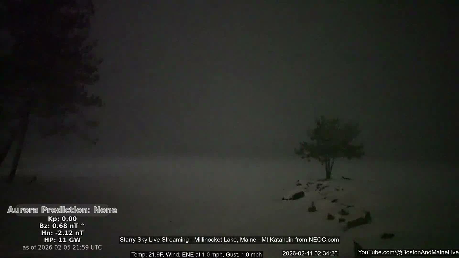 Millinocket Lake, Stars, Aurora, Meteors Live Cam  from Mt Katahdin -  Maine  USA