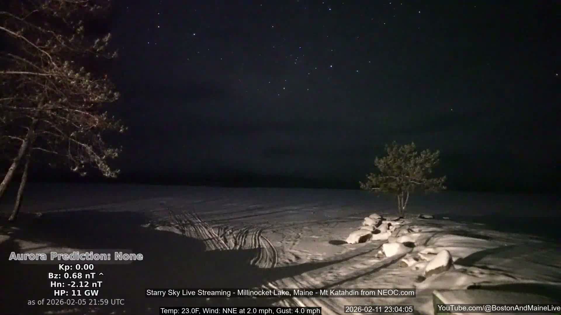 Millinocket Lake, Stars, Aurora, Meteors Live Cam  from Mt Katahdin -  Maine  USA