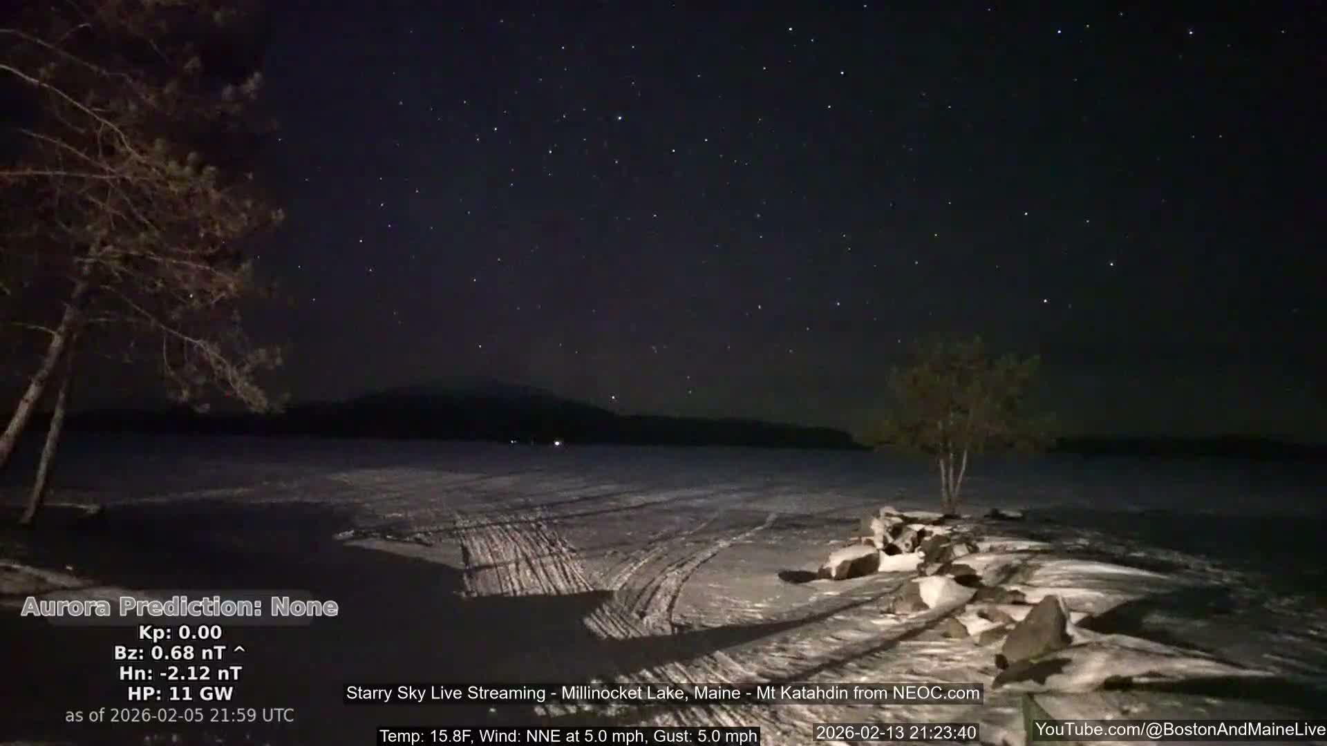 Millinocket Lake, Stars, Aurora, Meteors Live Cam  from Mt Katahdin -  Maine  USA