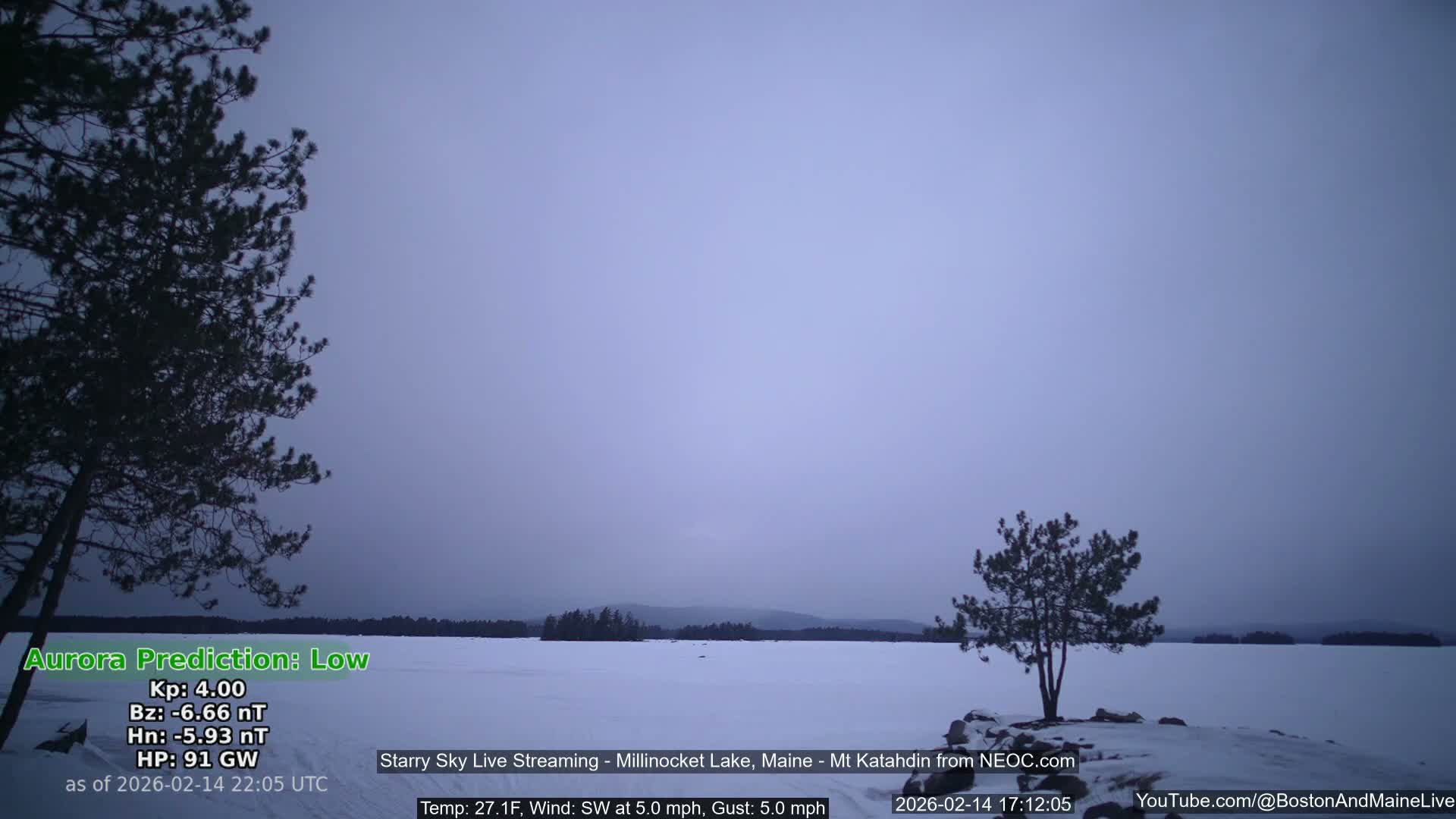 Millinocket Lake, Stars, Aurora, Meteors Live Cam  from Mt Katahdin -  Maine  USA