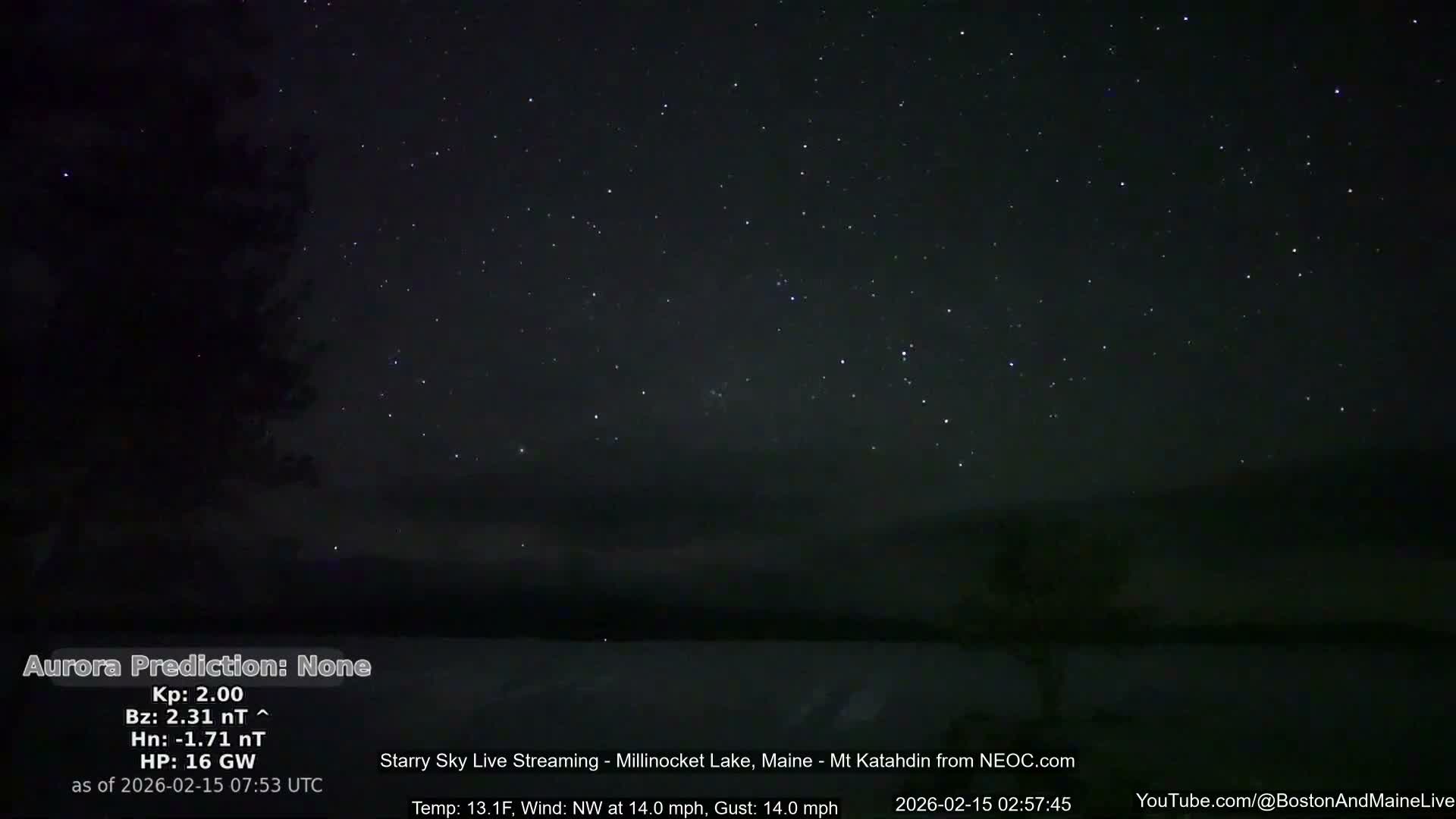 Millinocket Lake, Stars, Aurora, Meteors Live Cam  from Mt Katahdin -  Maine  USA