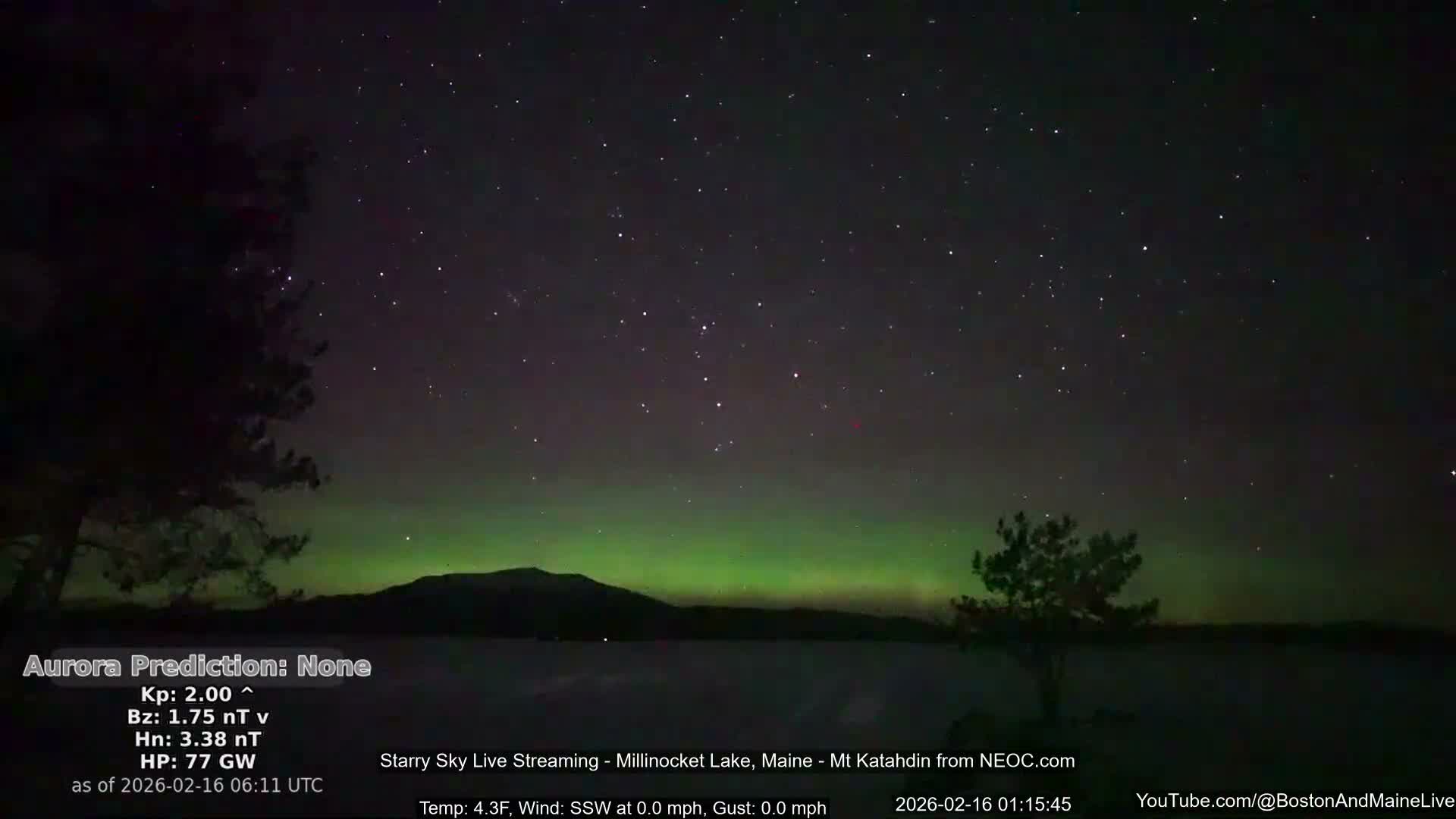 Millinocket Lake, Stars, Aurora, Meteors Live Cam  from Mt Katahdin -  Maine  USA