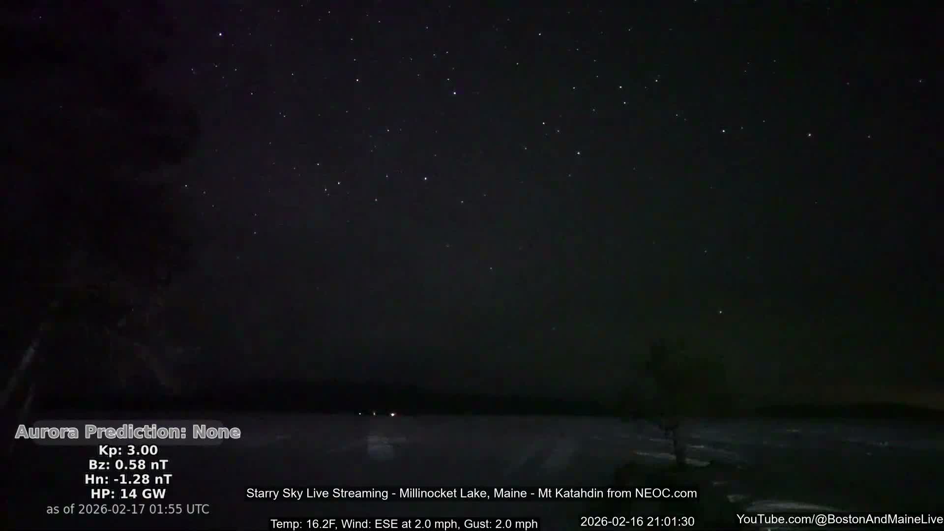 Millinocket Lake, Stars, Aurora, Meteors Live Cam  from Mt Katahdin -  Maine  USA