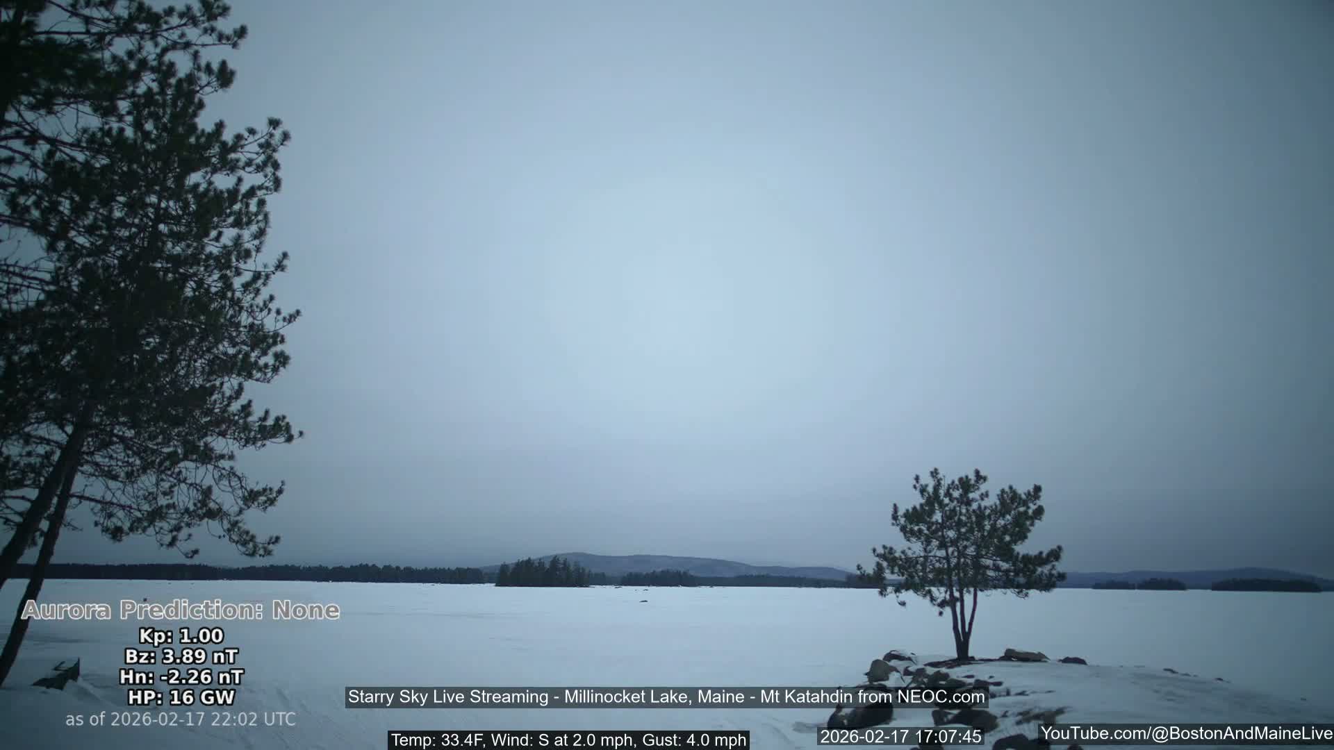 Millinocket Lake, Stars, Aurora, Meteors Live Cam  from Mt Katahdin -  Maine  USA