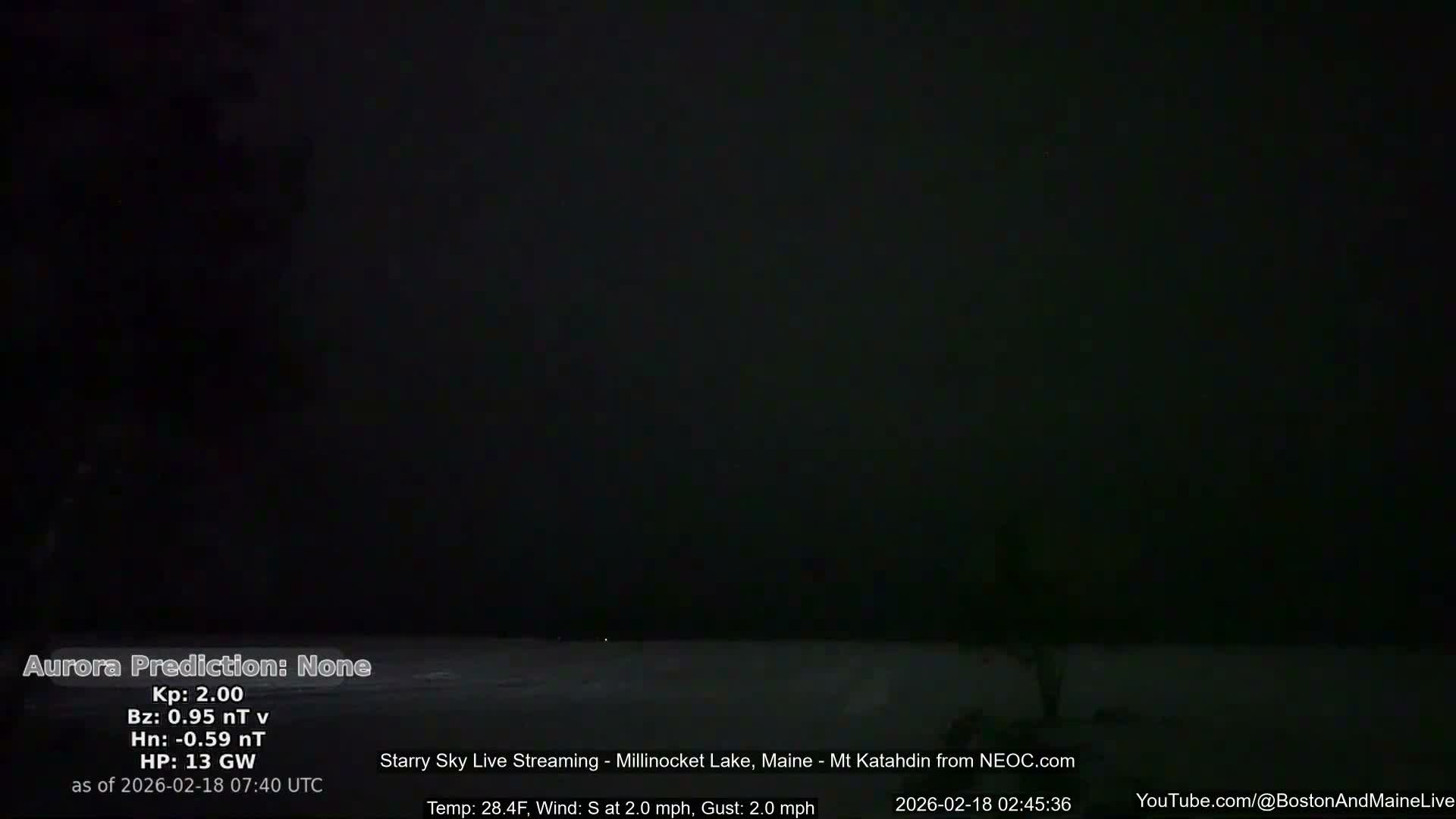 Millinocket Lake, Stars, Aurora, Meteors Live Cam  from Mt Katahdin -  Maine  USA