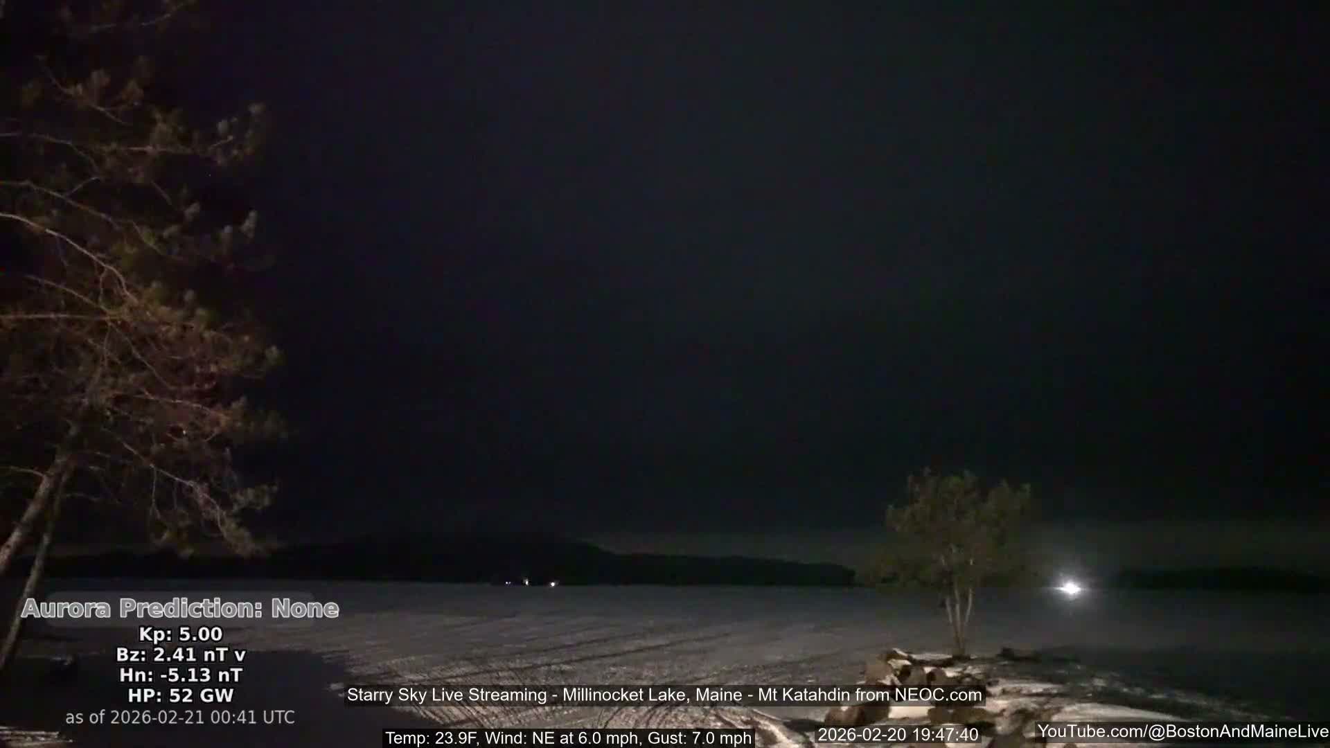 Millinocket Lake, Stars, Aurora, Meteors Live Cam  from Mt Katahdin -  Maine  USA