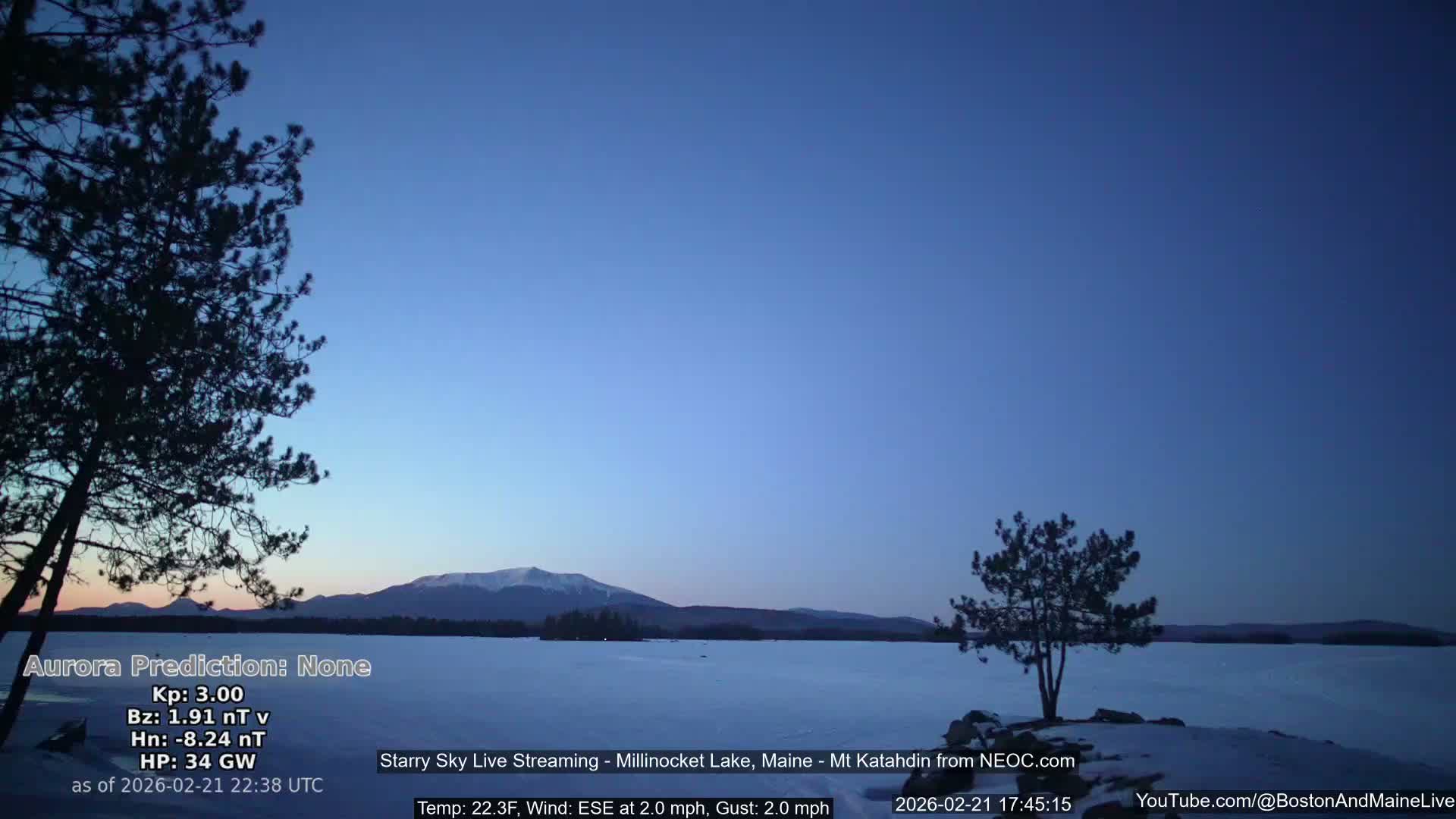 Millinocket Lake, Stars, Aurora, Meteors Live Cam  from Mt Katahdin -  Maine  USA