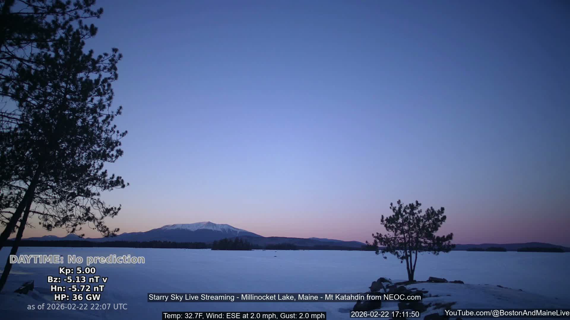 Millinocket Lake, Stars, Aurora, Meteors Live Cam  from Mt Katahdin -  Maine  USA