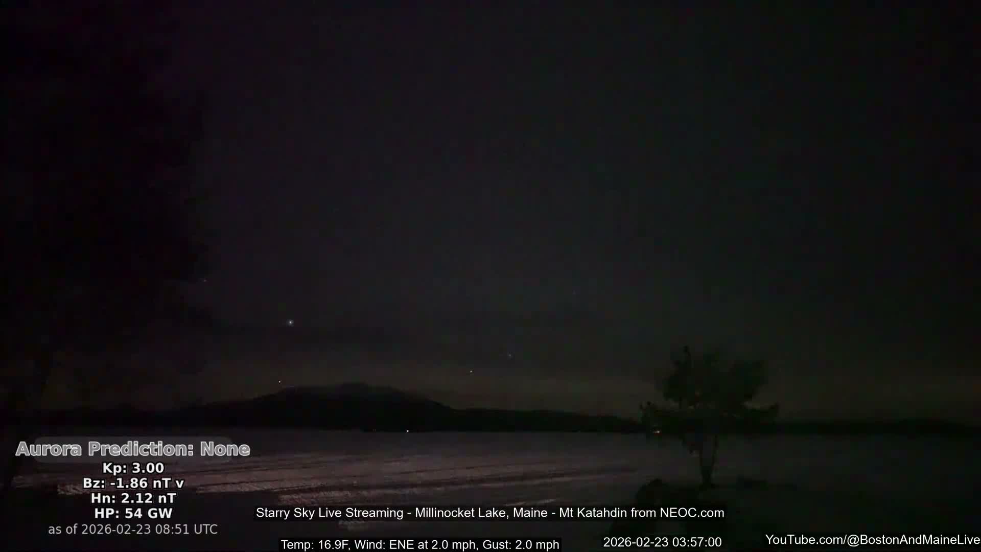 Millinocket Lake, Stars, Aurora, Meteors Live Cam  from Mt Katahdin -  Maine  USA