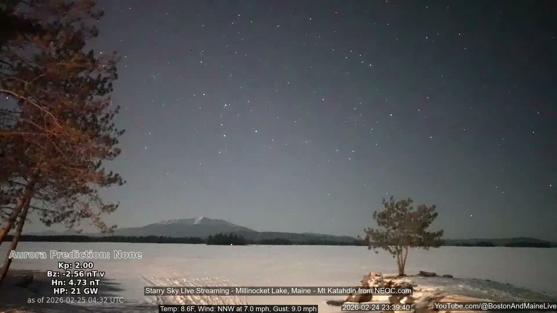 Millinocket Lake, Stars, Aurora, Meteors Live Cam  from Mt Katahdin -  Maine  USA