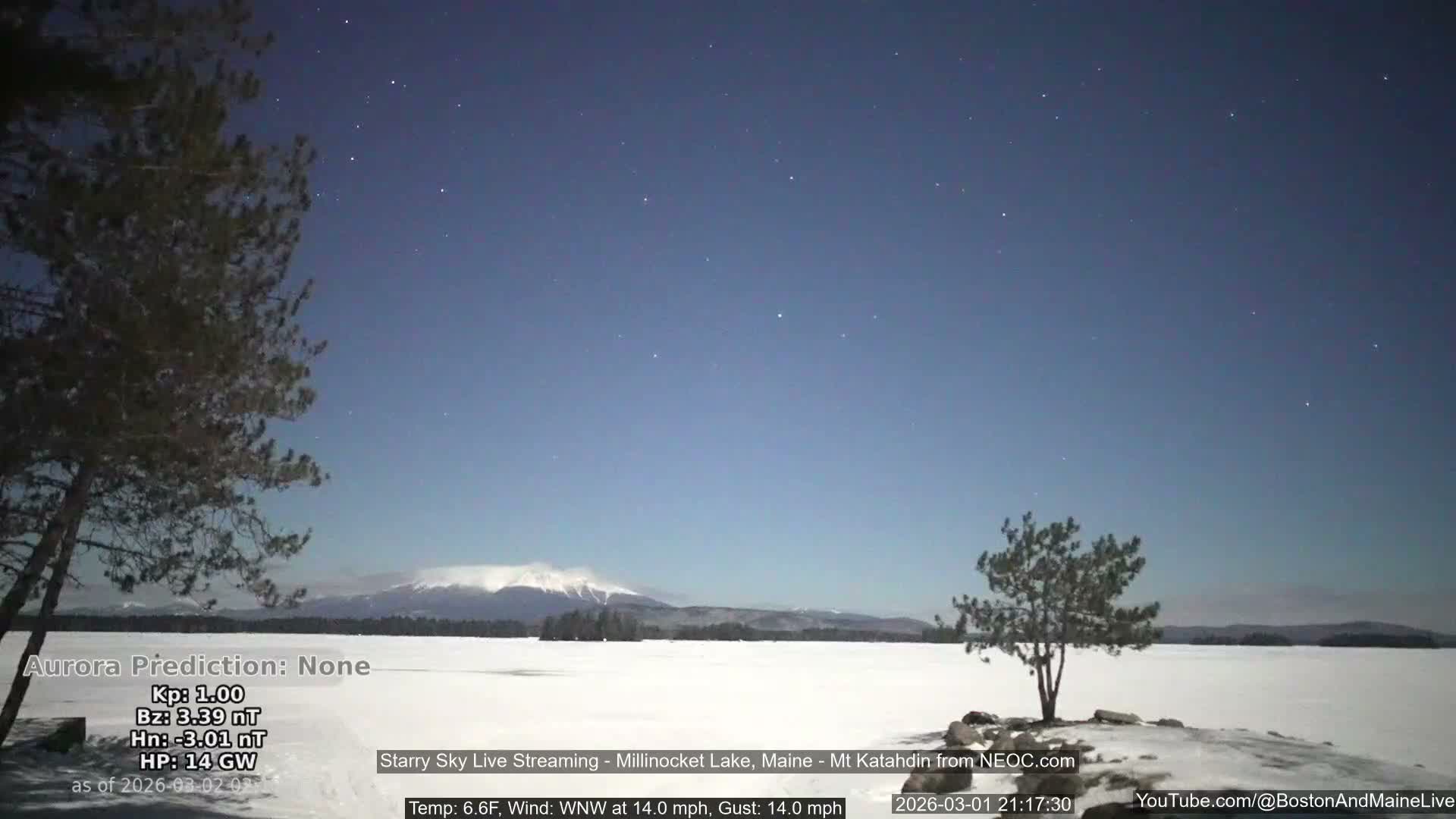 Millinocket Lake, Stars, Aurora, Meteors Live Cam  from Mt Katahdin -  Maine  USA