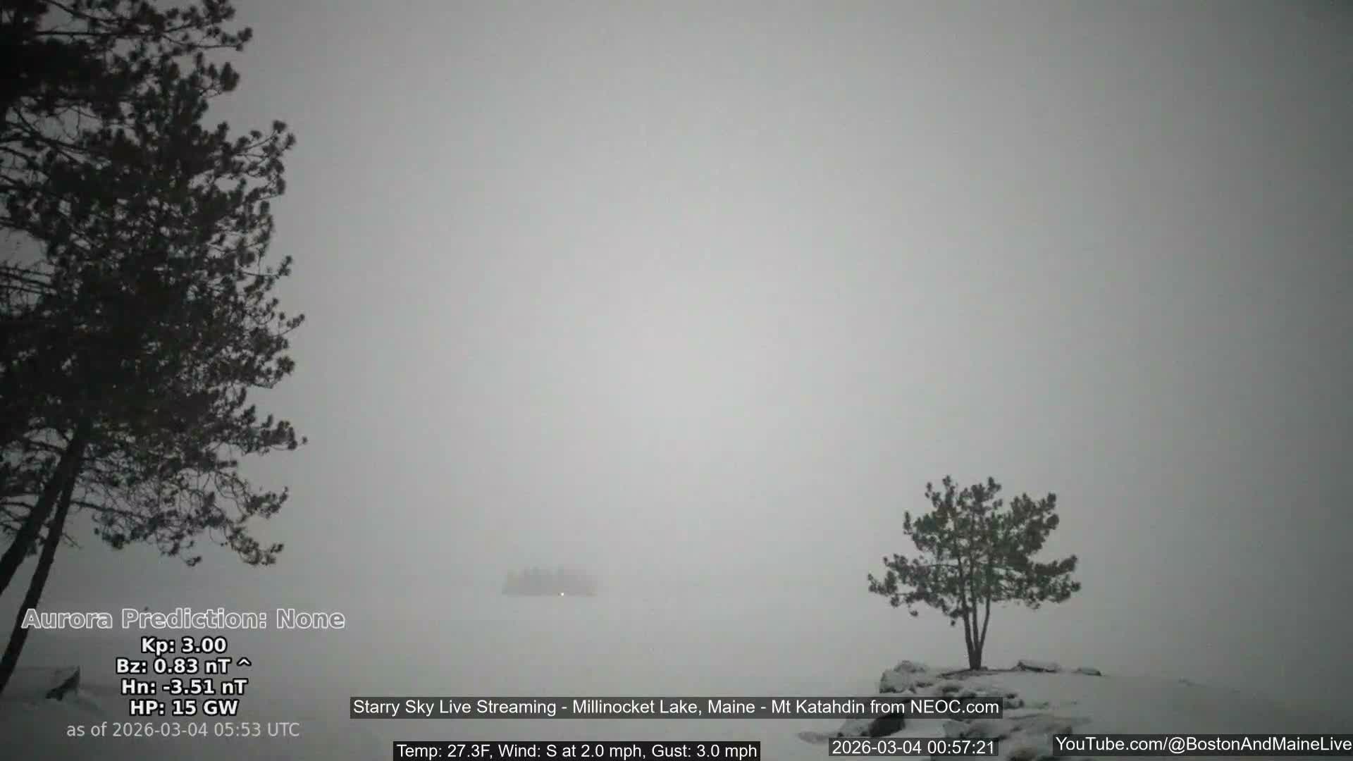 Millinocket Lake, Stars, Aurora, Meteors Live Cam  from Mt Katahdin -  Maine  USA