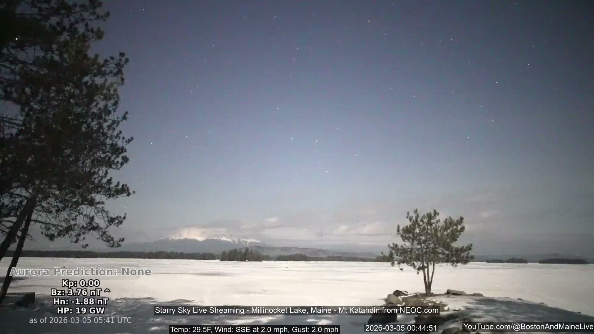 Millinocket Lake, Stars, Aurora, Meteors Live Cam  from Mt Katahdin -  Maine  USA