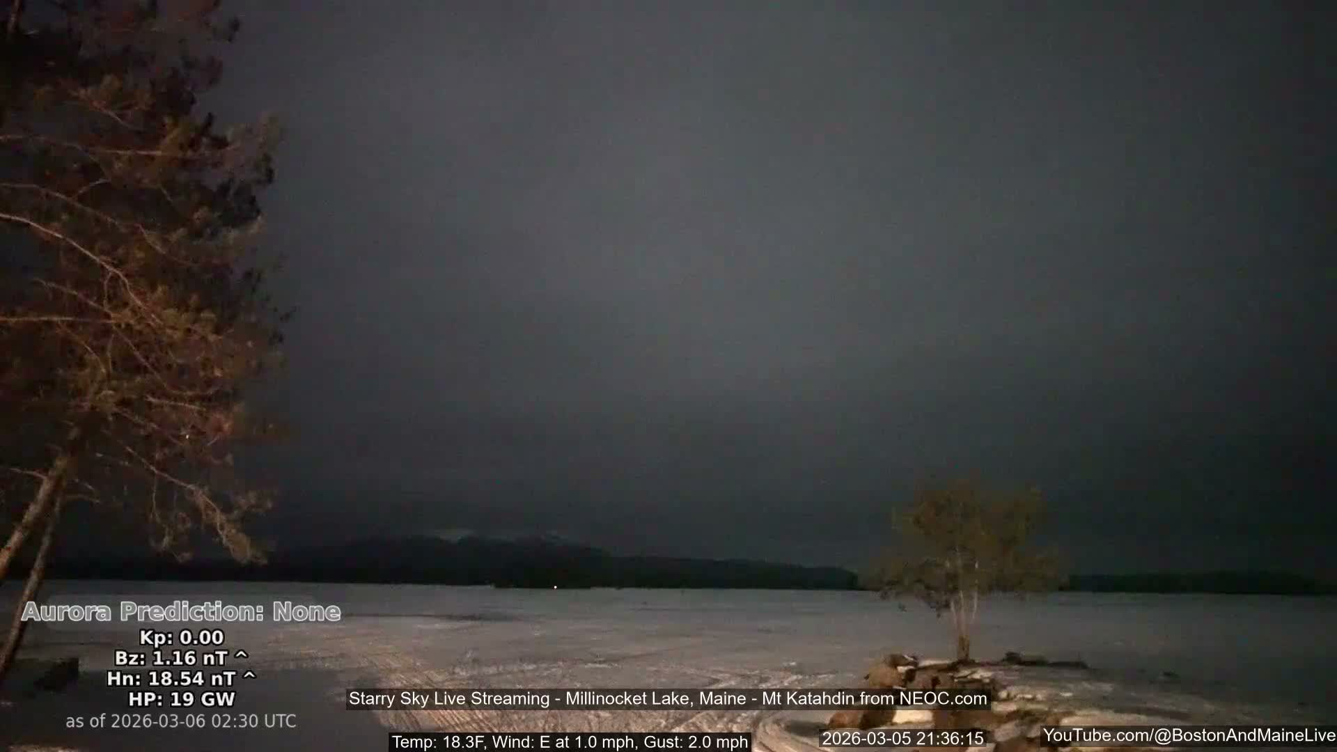 Millinocket Lake, Stars, Aurora, Meteors Live Cam  from Mt Katahdin -  Maine  USA
